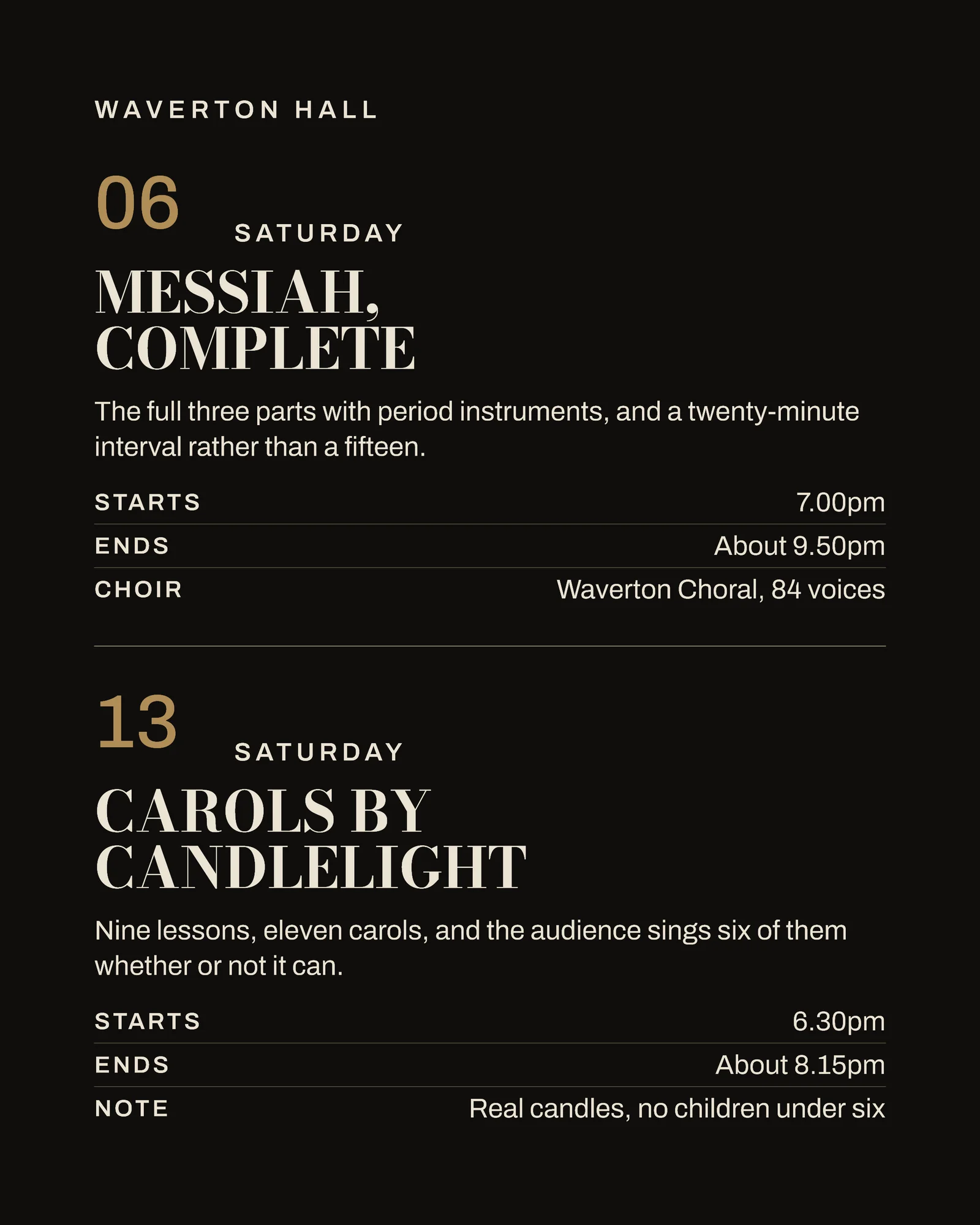 Black Brass Listing Concert Hall Christmas Season Facebook Carousel — 4-panel Facebook carousel carousel template, page 2 of 4