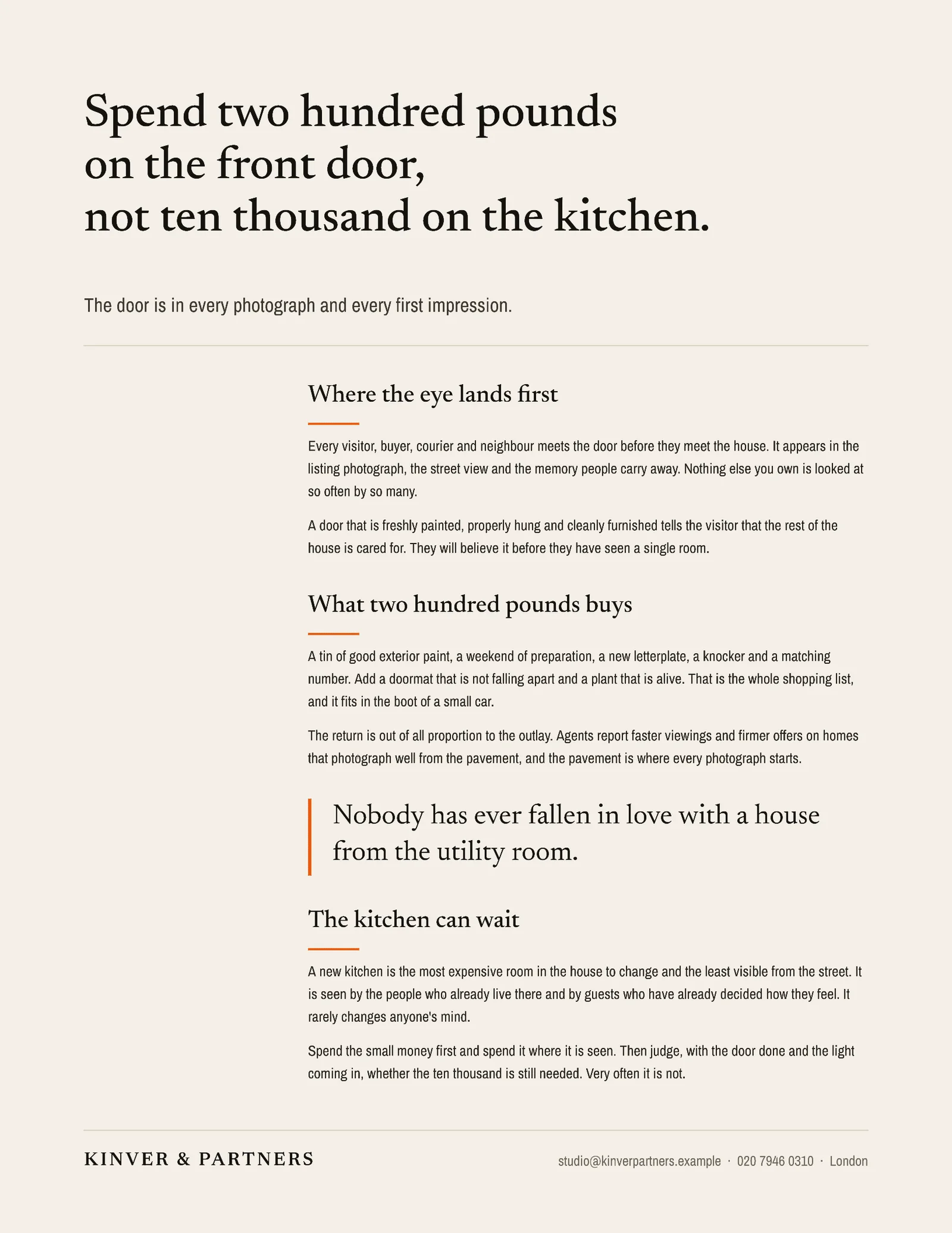 Front Door One Pager — Letter One pager template