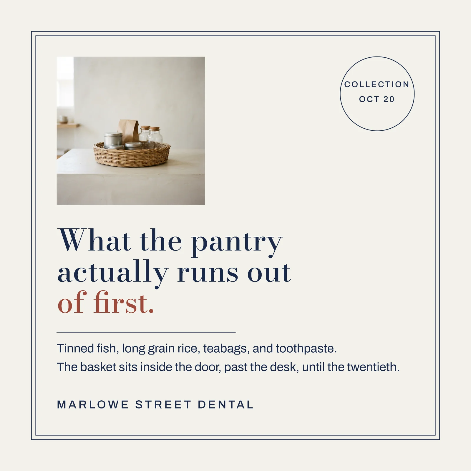 Chalk Navy Postcard Frame Dental What The Pantry Runs Out Of Instagram Post — 1:1 Instagram post template