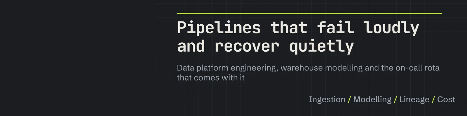 Graphite Mono Grid Data Engineer LinkedIn Banner — 4:1 LinkedIn banner template