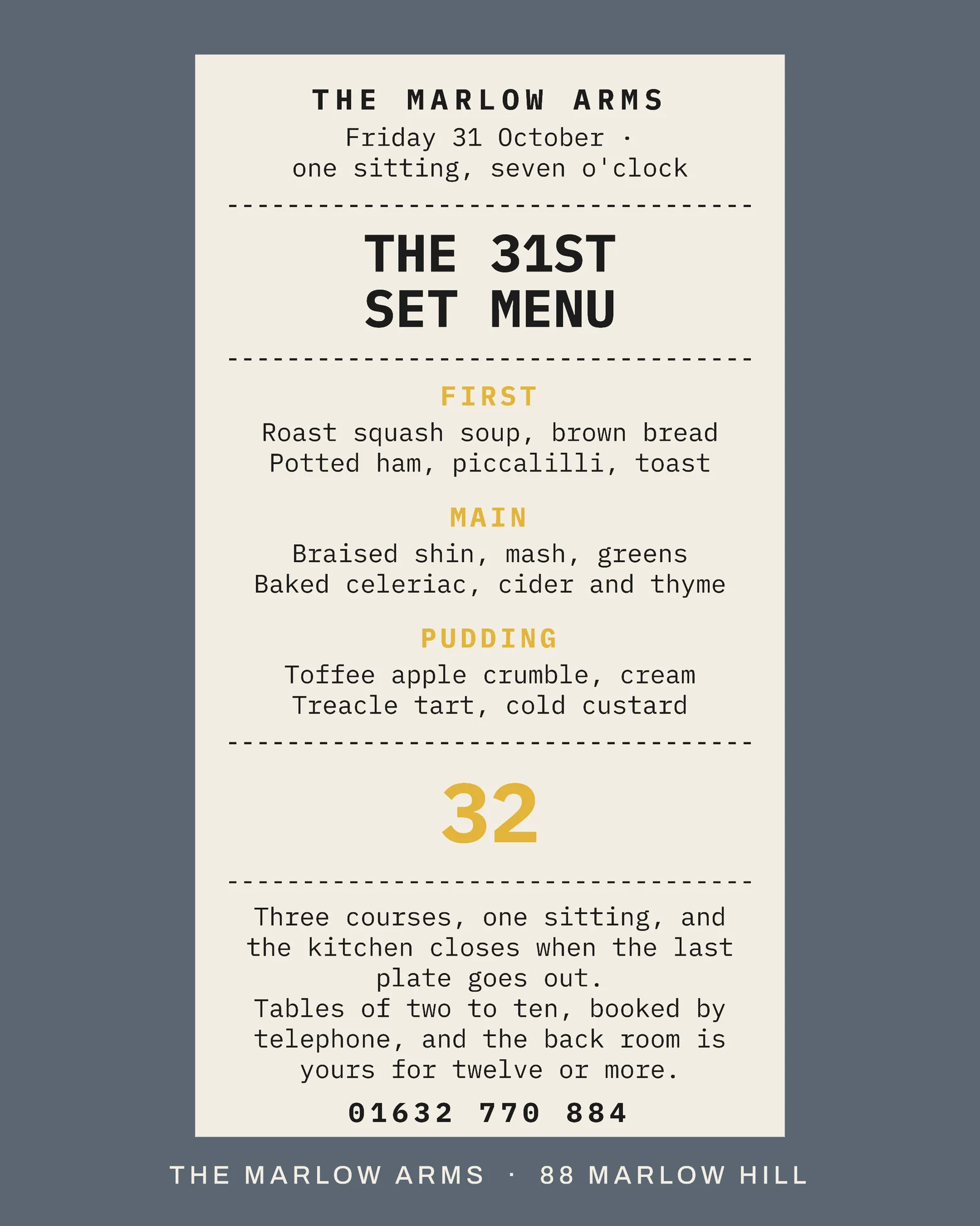 Slate Kitchen Ticket Pub Set Menu Facebook Ad — 4:5 Facebook ad template