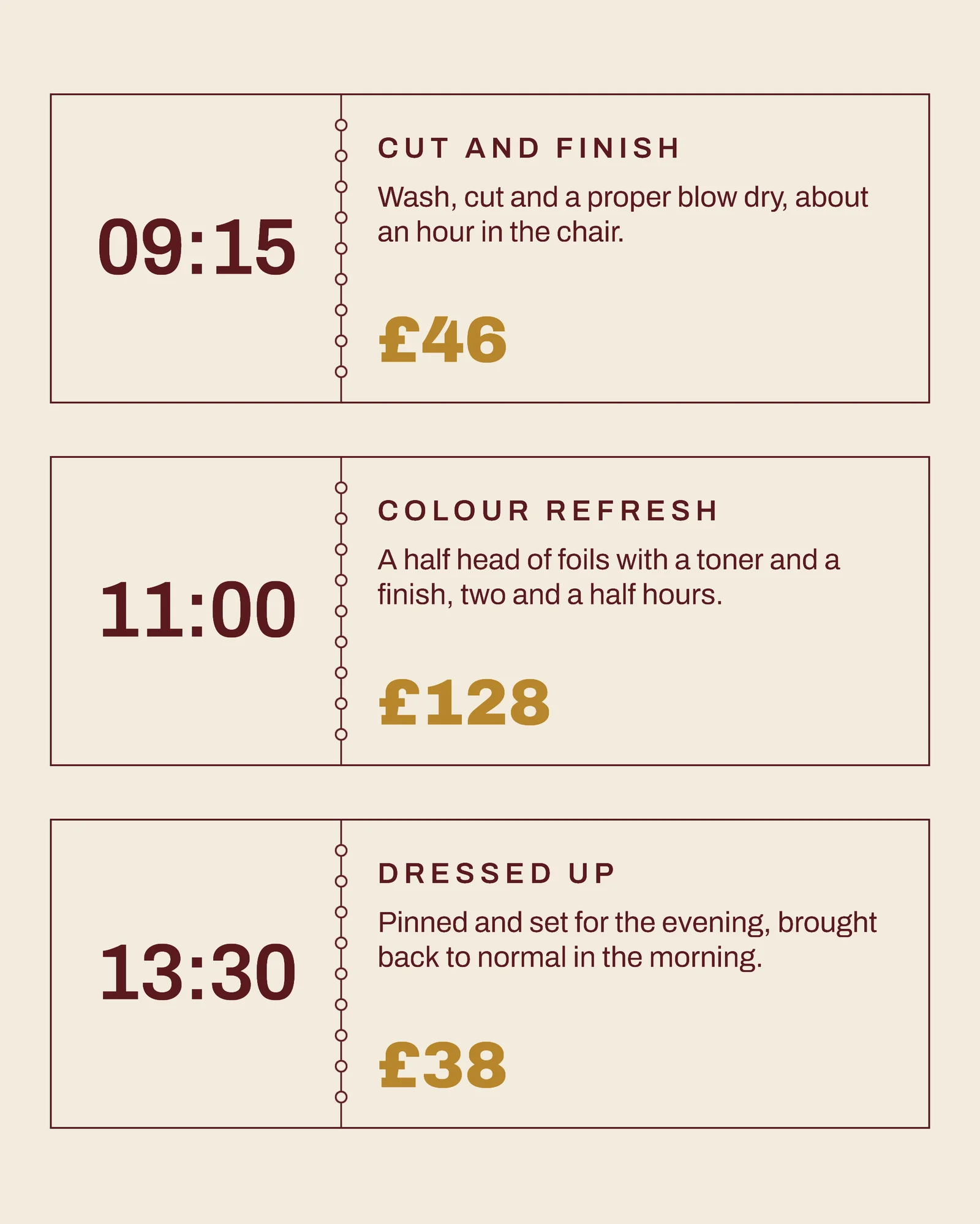 Oxblood Slot Tickets Hair Salon Halloween Night Appointments Facebook Carousel — 4-panel Facebook carousel carousel template, page 2 of 4