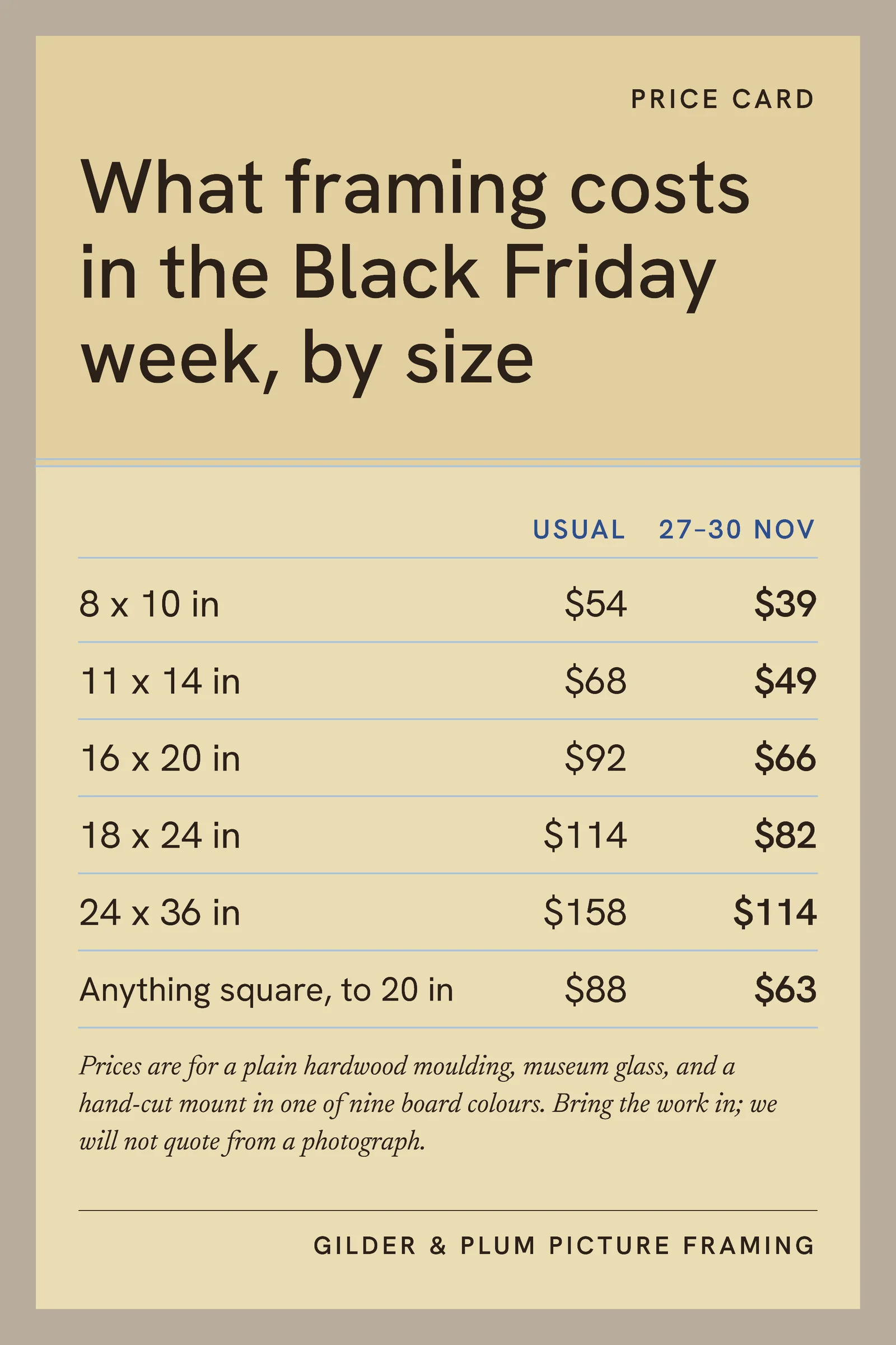 Framing Shop Black Friday Sizes Pinterest Pin — 2:3 Pinterest pin template