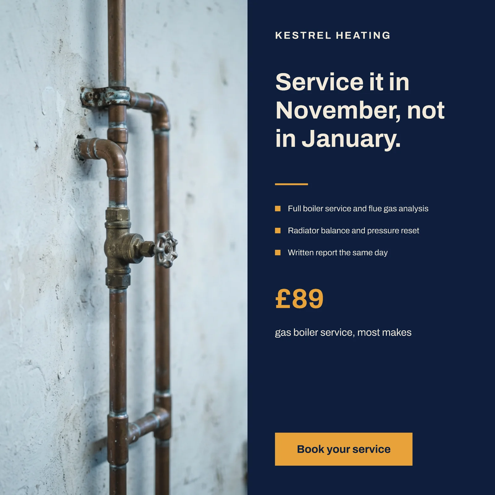 Winter Boiler Service Instagram Ad — 1:1 Instagram ad template