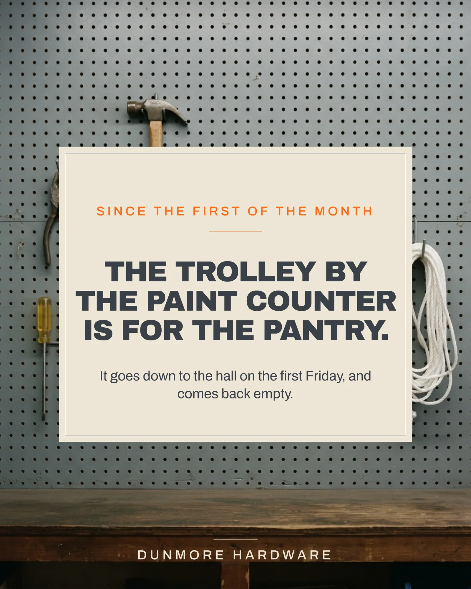 Slate Orange Pinned Notice Hardware Trolley By The Paint Counter Instagram Post — 4:5 Instagram post template