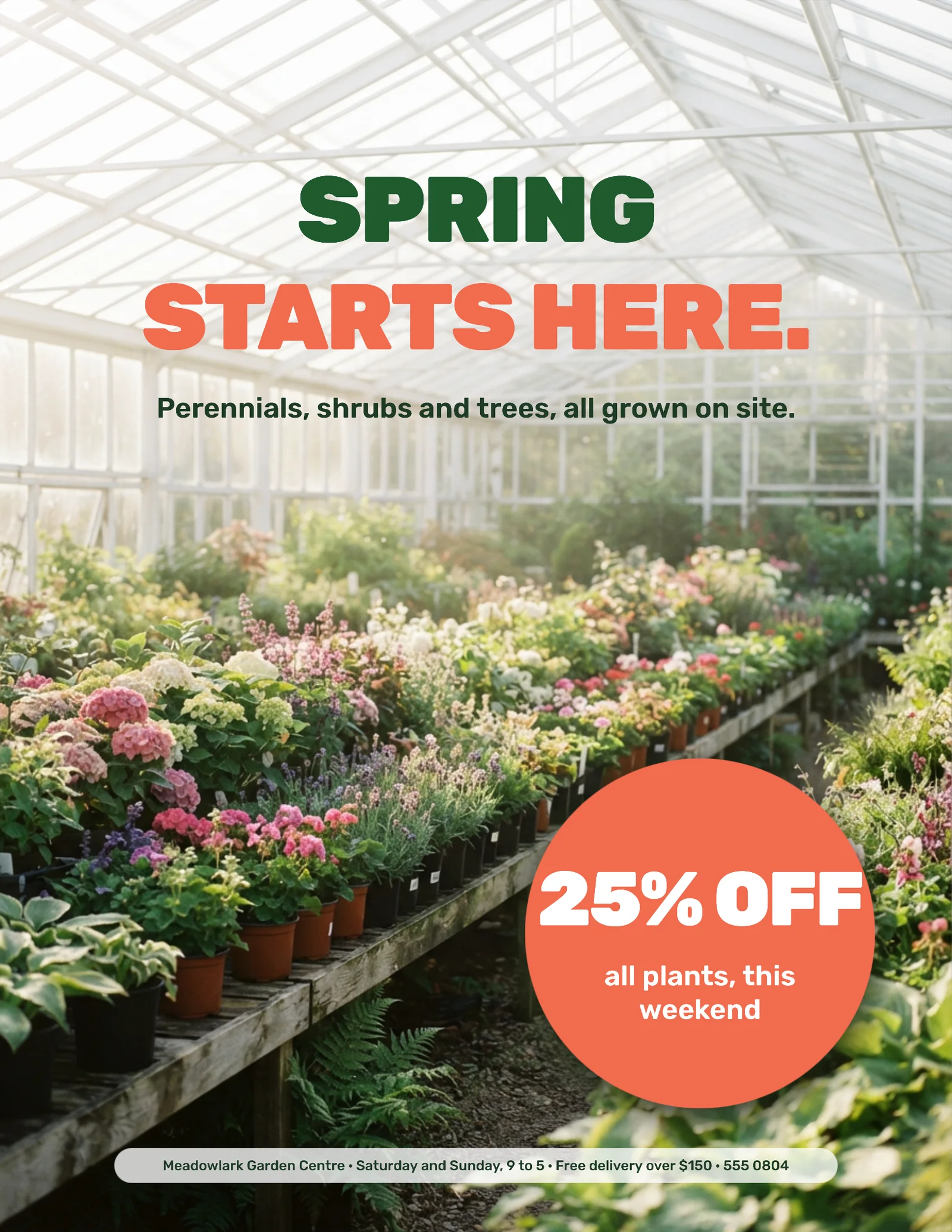 Full-Bleed Sale Badge Garden Centre Flyer — Letter Flyer template