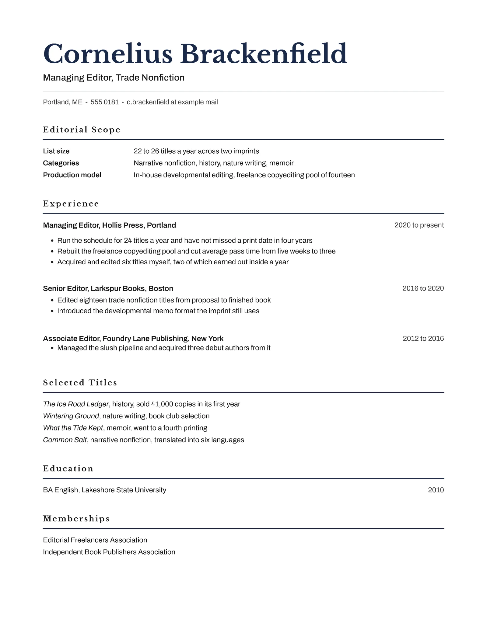 Editor Resume — Letter Resume template