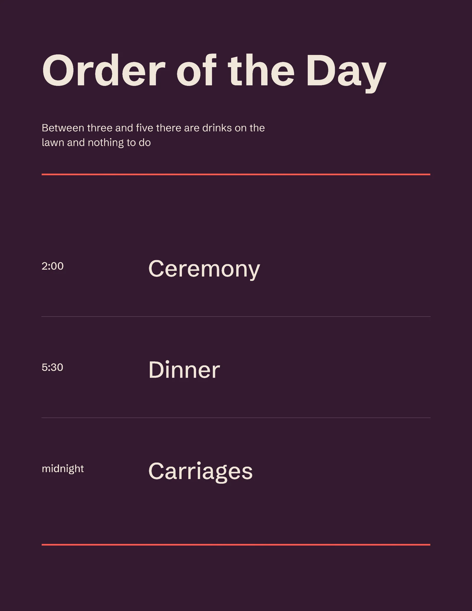 Timings Invitation — Letter Invitation template