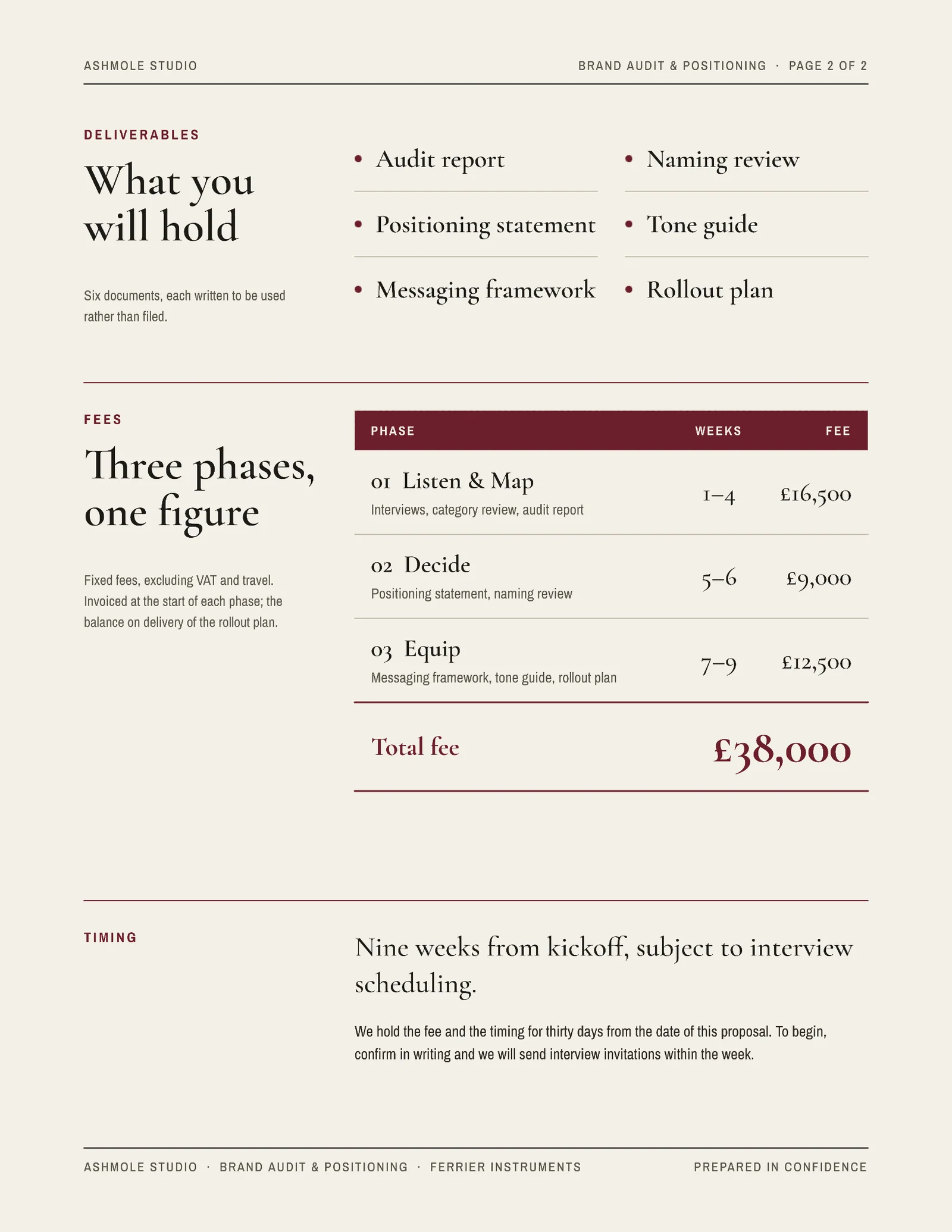 Brand Audit Proposal — 2-page Proposal template, page 2 of 2