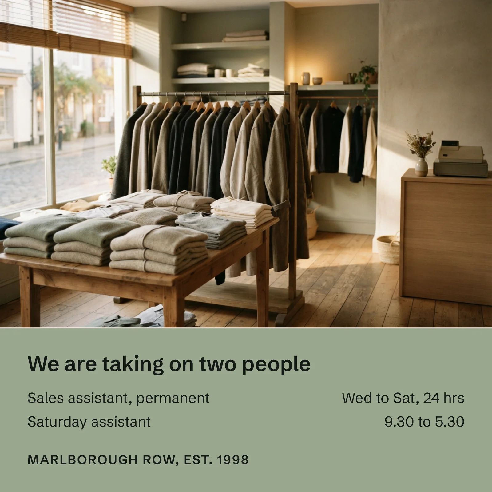 Retail Shop Floor Hiring Instagram Post — 1:1 Instagram post template