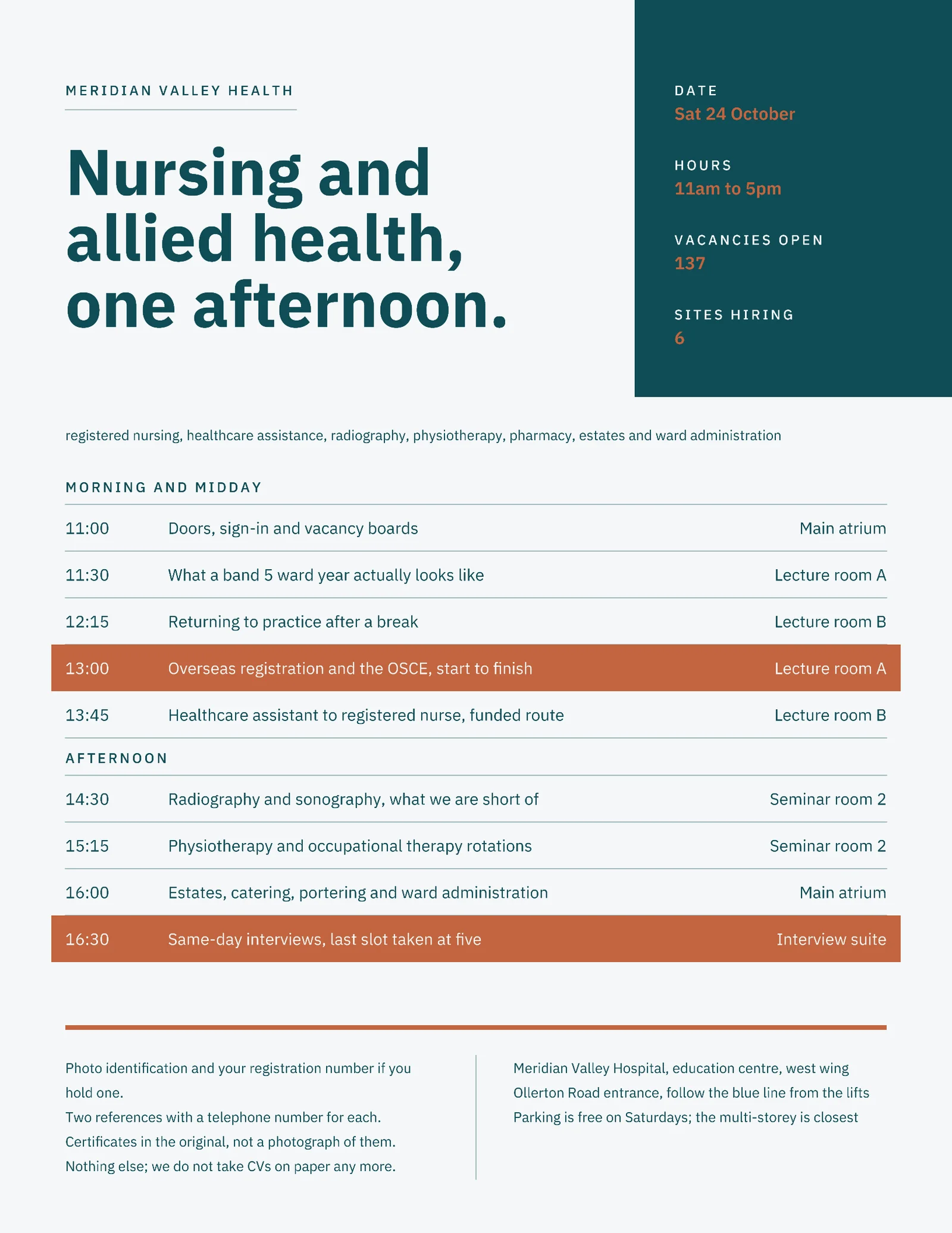 Cool White Teal Split Head Session Table Hospital Career Fair Flyer — Letter Flyer template