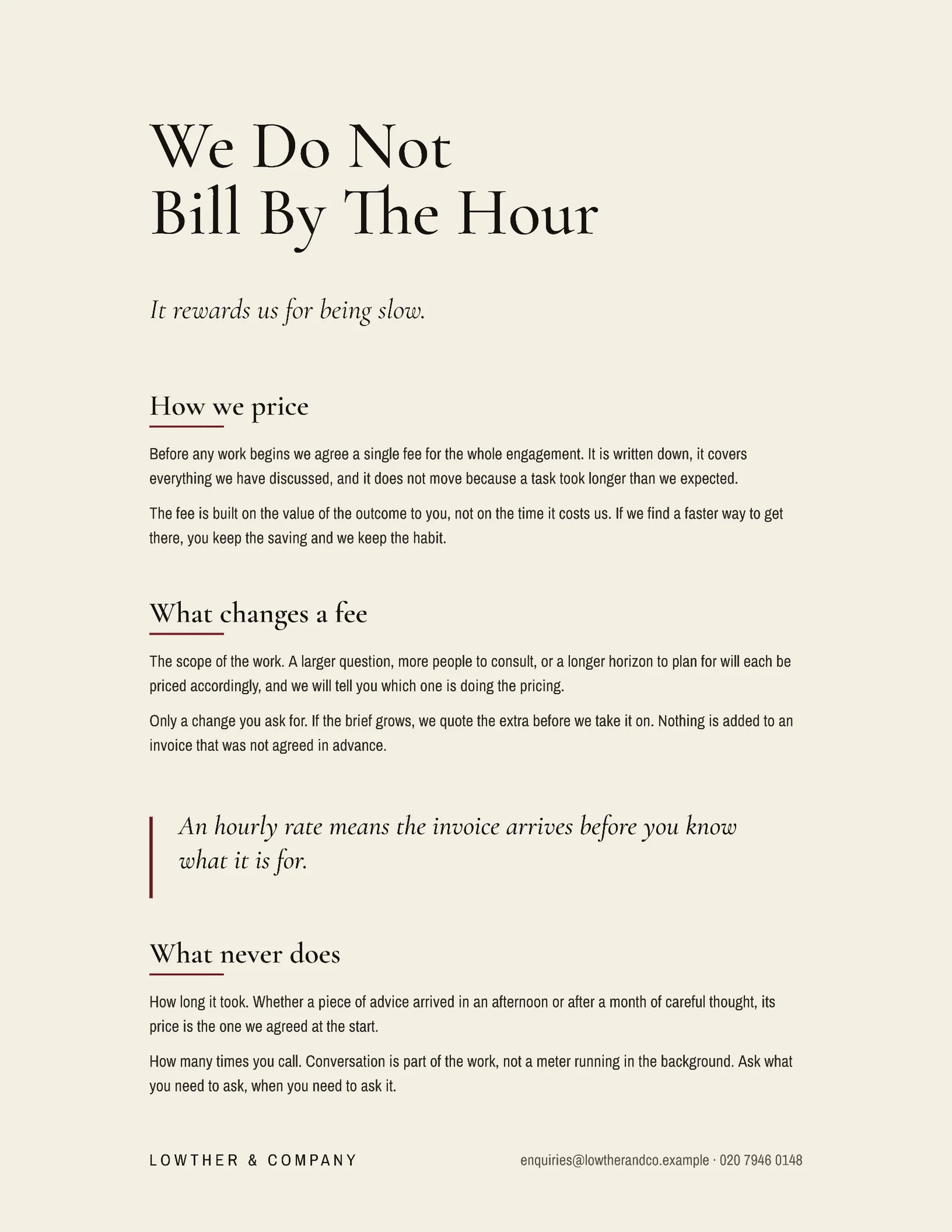 No Hourly Billing Flyer — Letter Flyer template