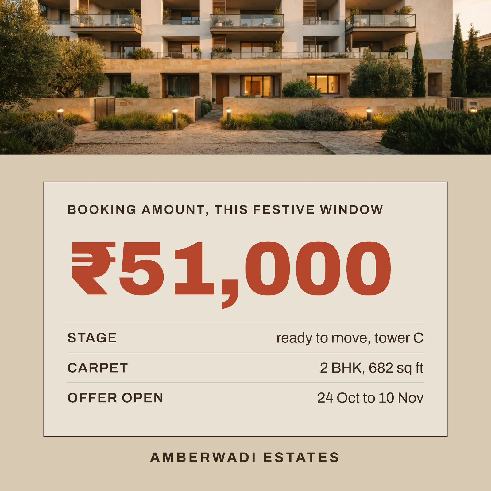 Diwali Booking Offer Real Estate Instagram Ad — 1:1 Instagram ad template
