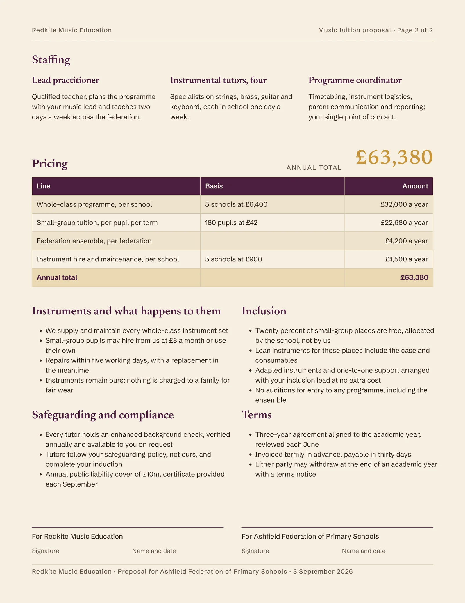 Plum Cream Lesson Blocks School Music Tuition Proposal — 2-page Proposal template, page 2 of 2