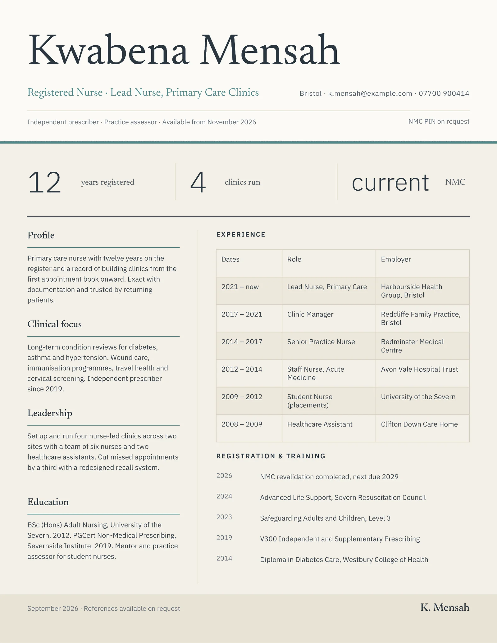 Senior Nurse Resume — 2-page Resume template, page 2 of 2