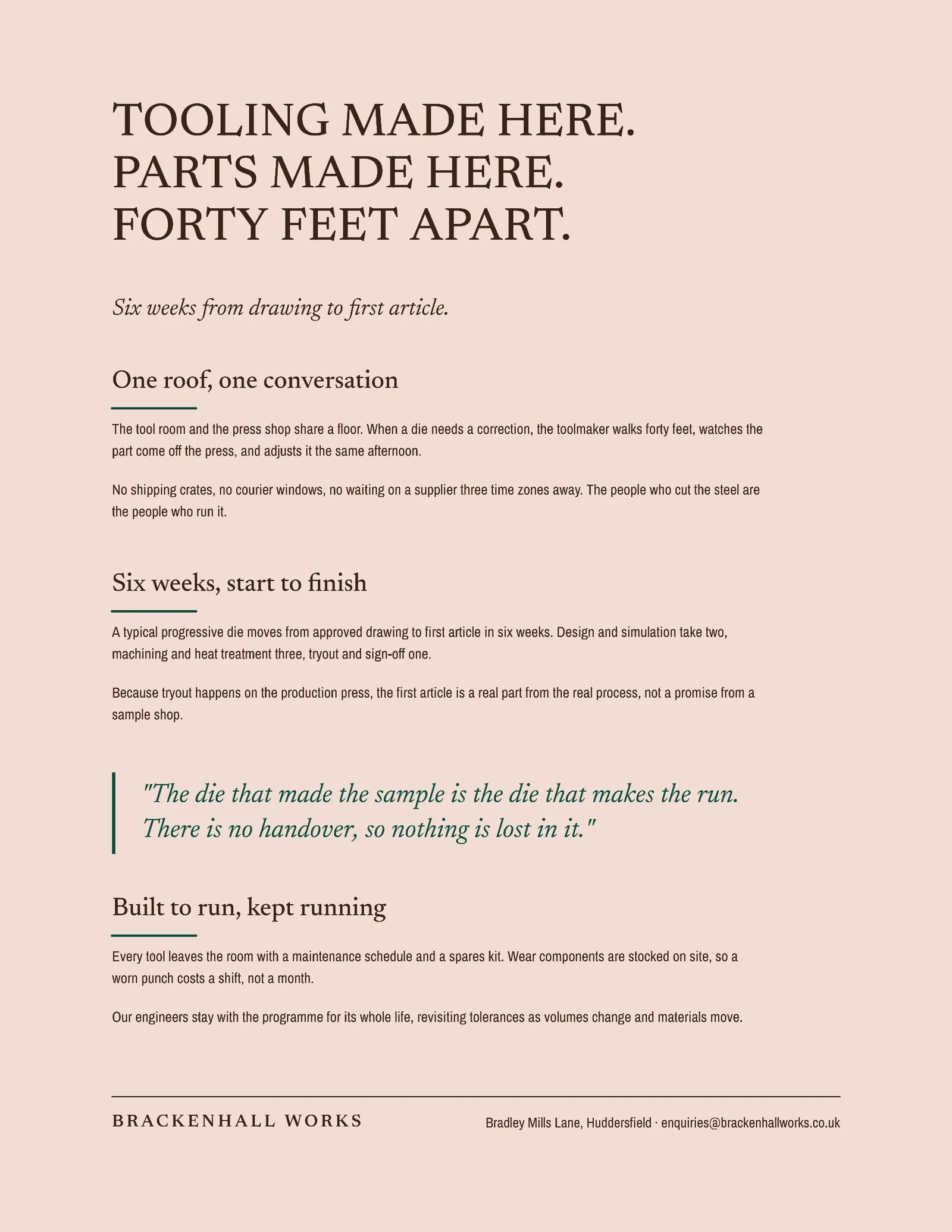 Tooling Here One Pager — 2-page One pager template, page 1 of 2