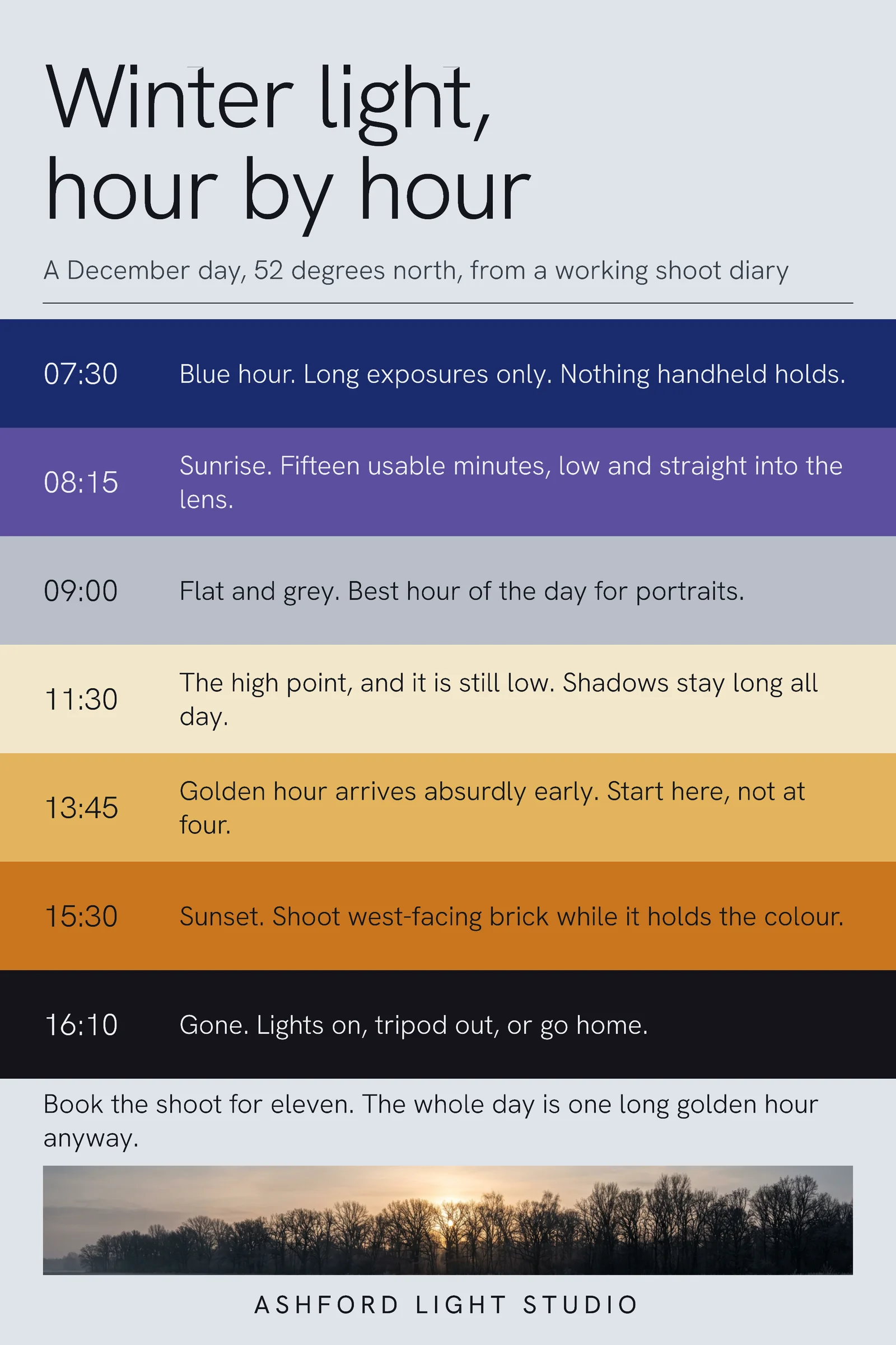 Winter Light Hour by Hour Pinterest Pin — 2:3 Pinterest pin template