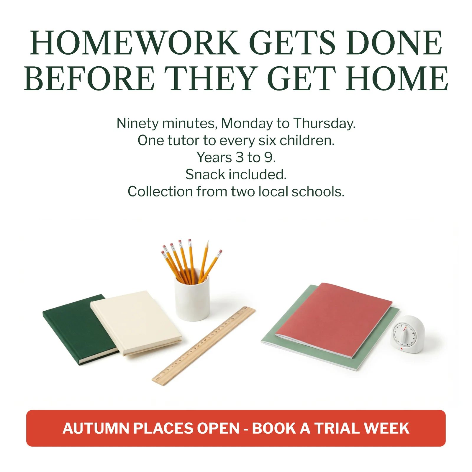 Homework Club Object Scatter Ad — 1:1 Instagram ad template