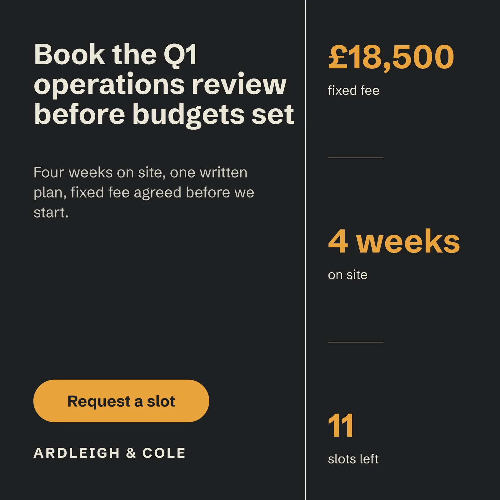 Q1 Review Split Stat Consulting LinkedIn Ad — 1:1 LinkedIn ad template