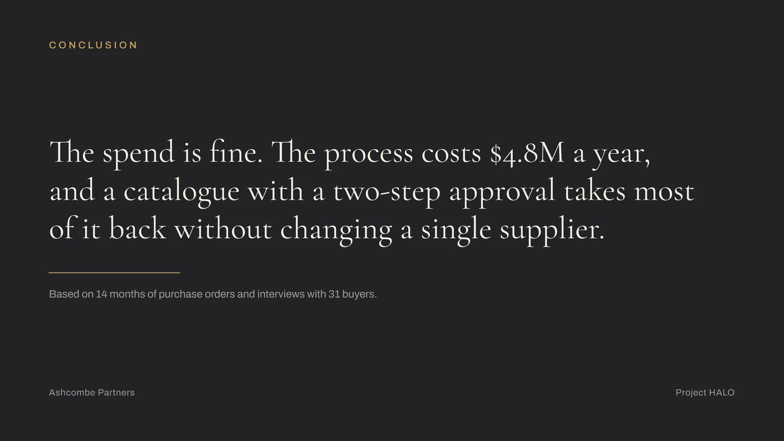 One Sentence Conclusion Slide — 16:9 Slide template