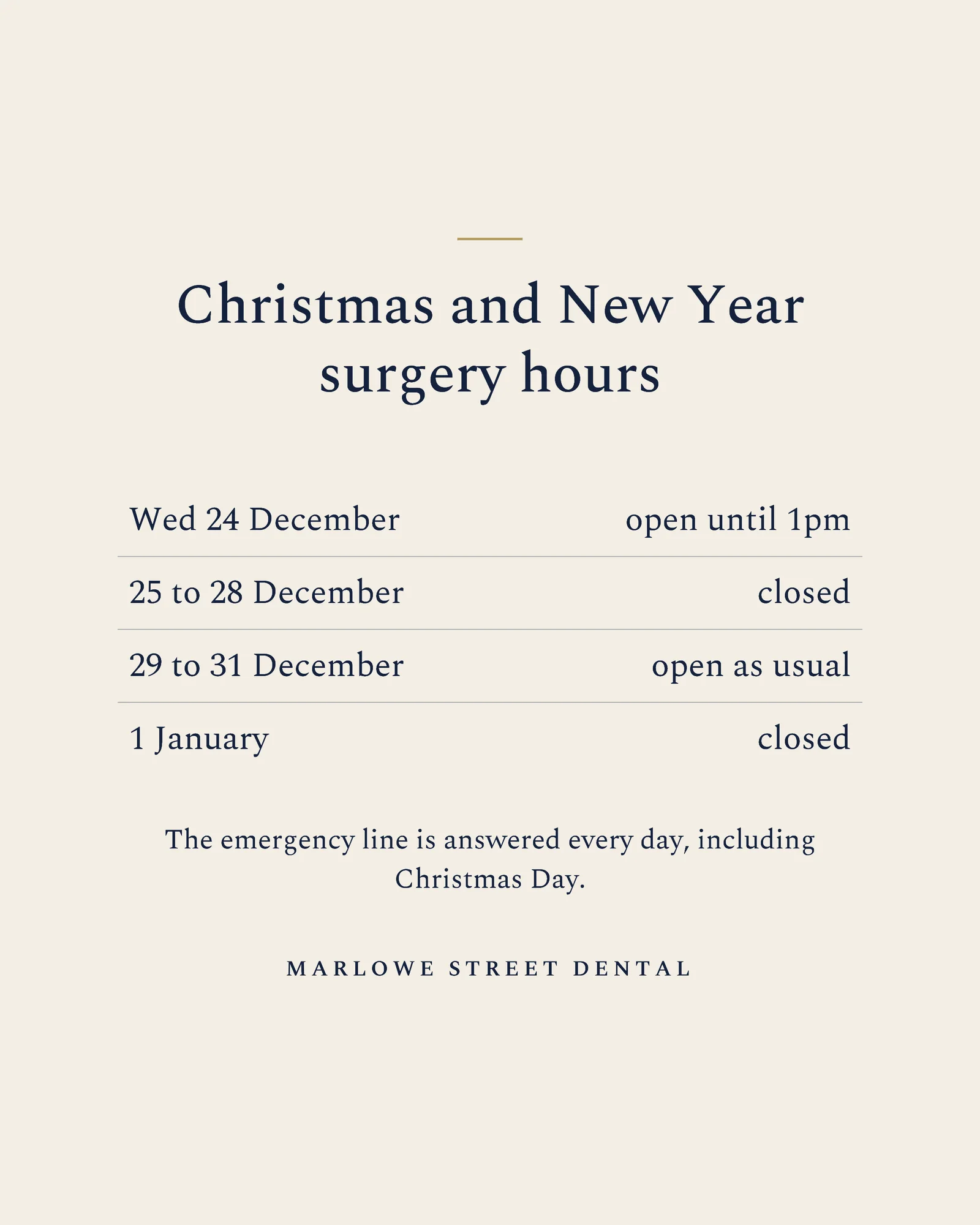 Formal Typographic Christmas Surgery Hours Facebook Post — 4:5 Facebook post template