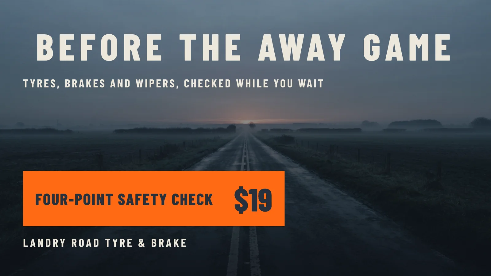 Wide Word Road Tyre Shop Away Game Check YouTube Ad — 16:9 YouTube ad template