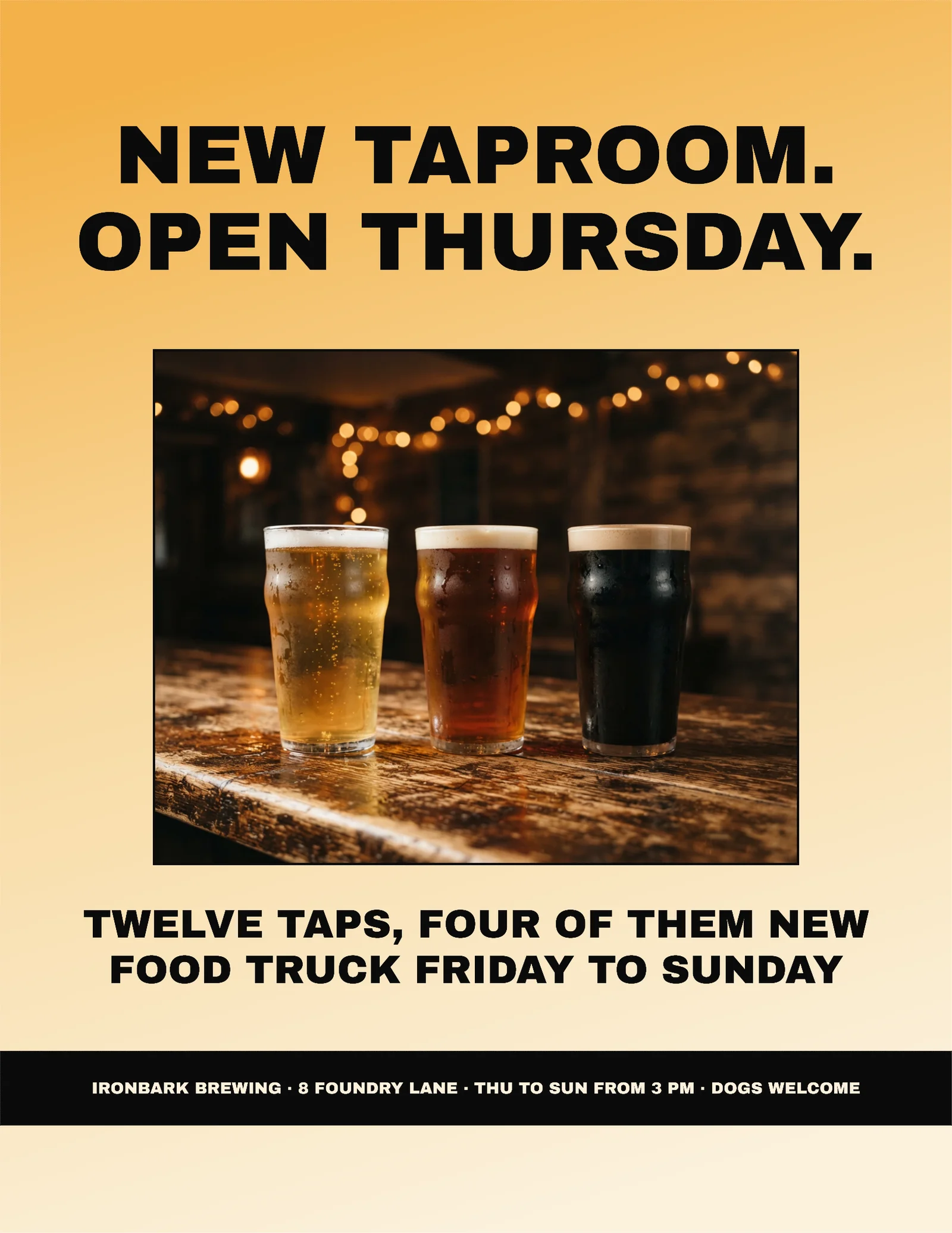 Framed Window Brewery Taproom Opening Flyer — Letter Flyer template