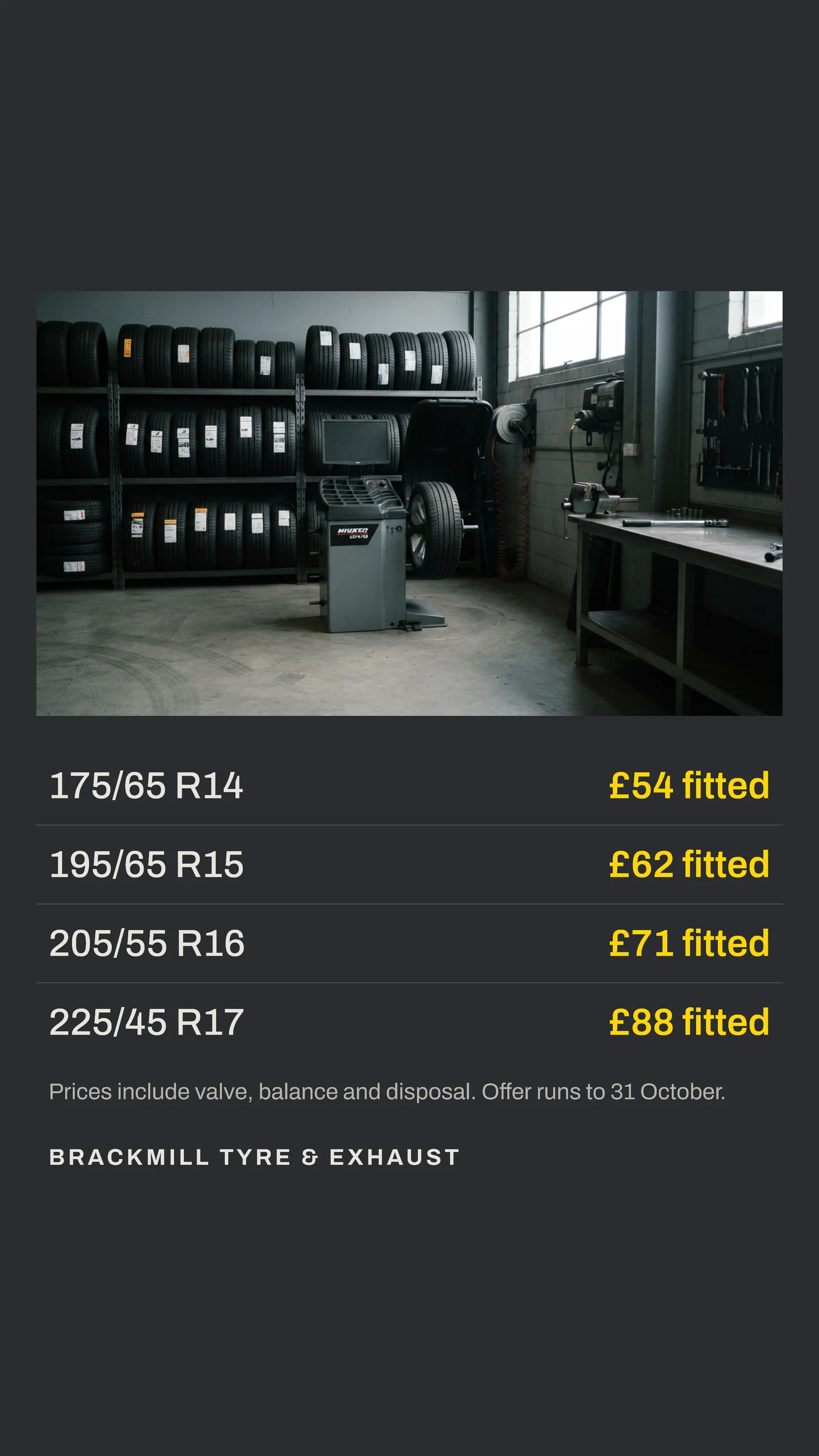 Tyre Centre Autumn Offer Instagram Story — 9:16 Instagram story template