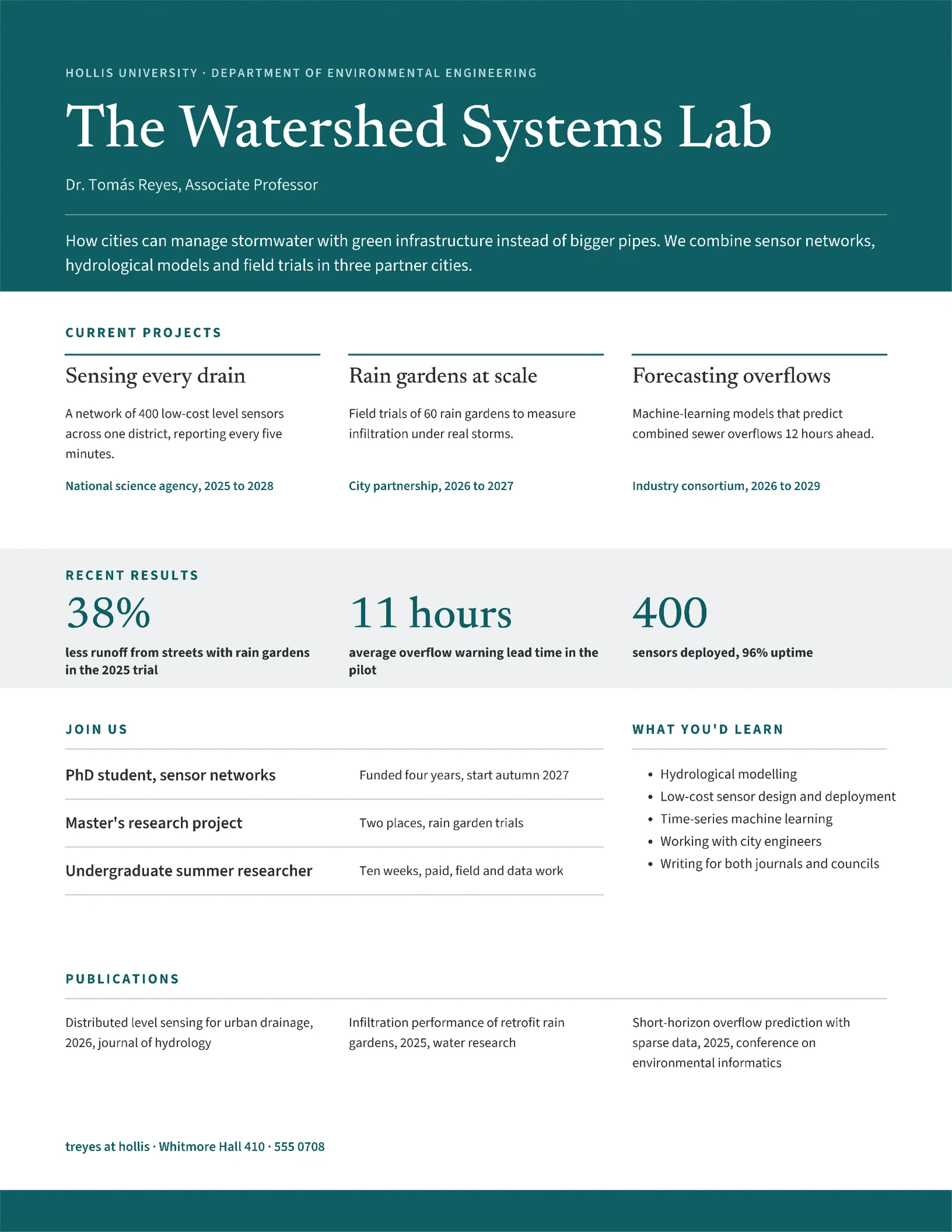Lab Overview University Research Group Sheet — 2-page One pager template, page 2 of 2