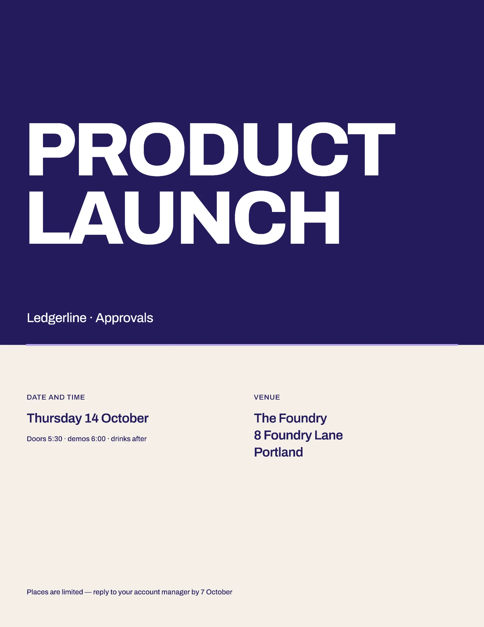 Block Modern Product Launch Invitation — Letter Invitation template