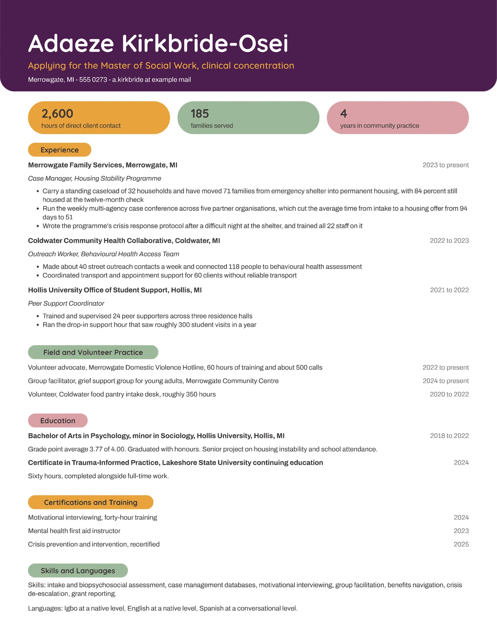 Social Work Grad School Resume — Letter Resume template