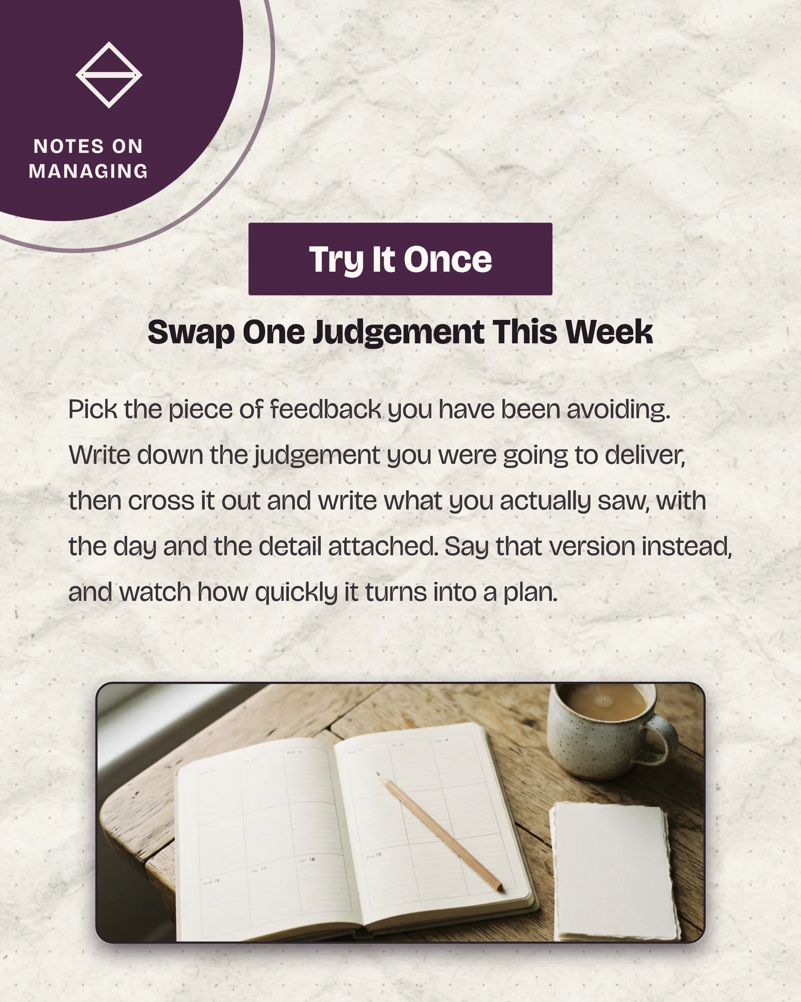 Plum paper management framework carousel — 5-panel Instagram carousel carousel template, page 5 of 5