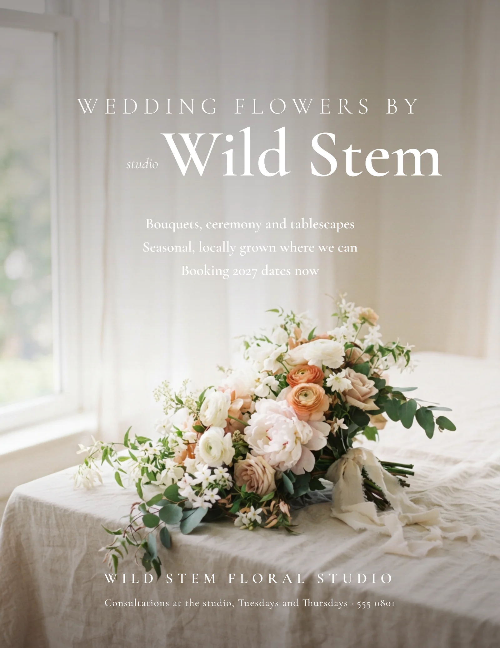 Quiet Serif Full-Bleed Wedding Florist Flyer — Letter Flyer template