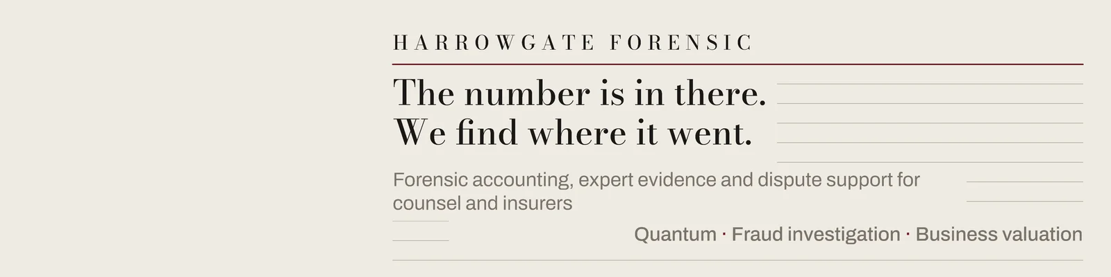 Oxblood Ledger Rule Forensic Accounting LinkedIn Banner — 4:1 LinkedIn banner template