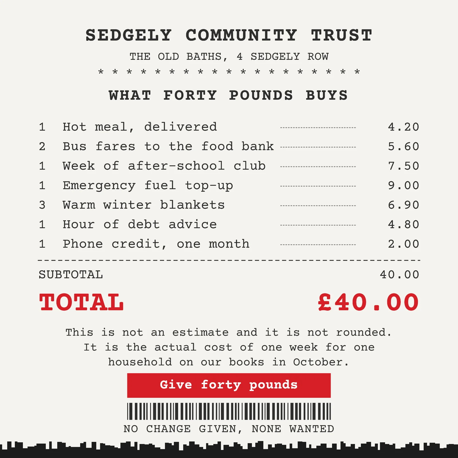 Thermal Receipt Community Trust Fundraiser Facebook Ad — 1:1 Facebook ad template