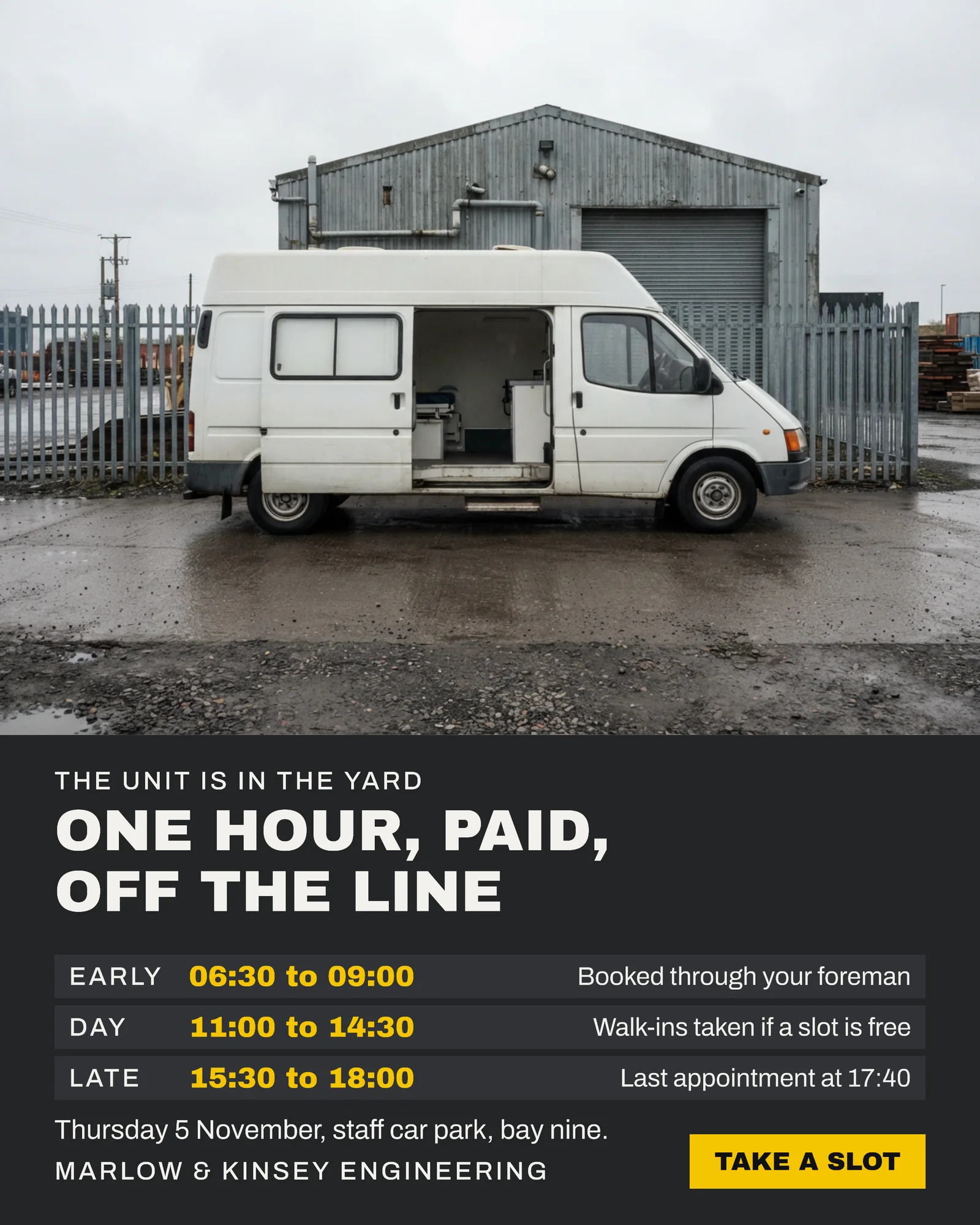 Graphite Hazard Shift Split Engineering Works Mobile Unit Facebook Ad — 4:5 Facebook ad template