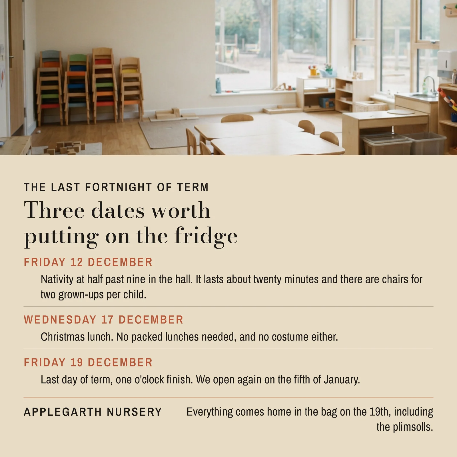 Sand Top Band Nursery End Of Term Christmas Instagram Post — 1:1 Instagram post template