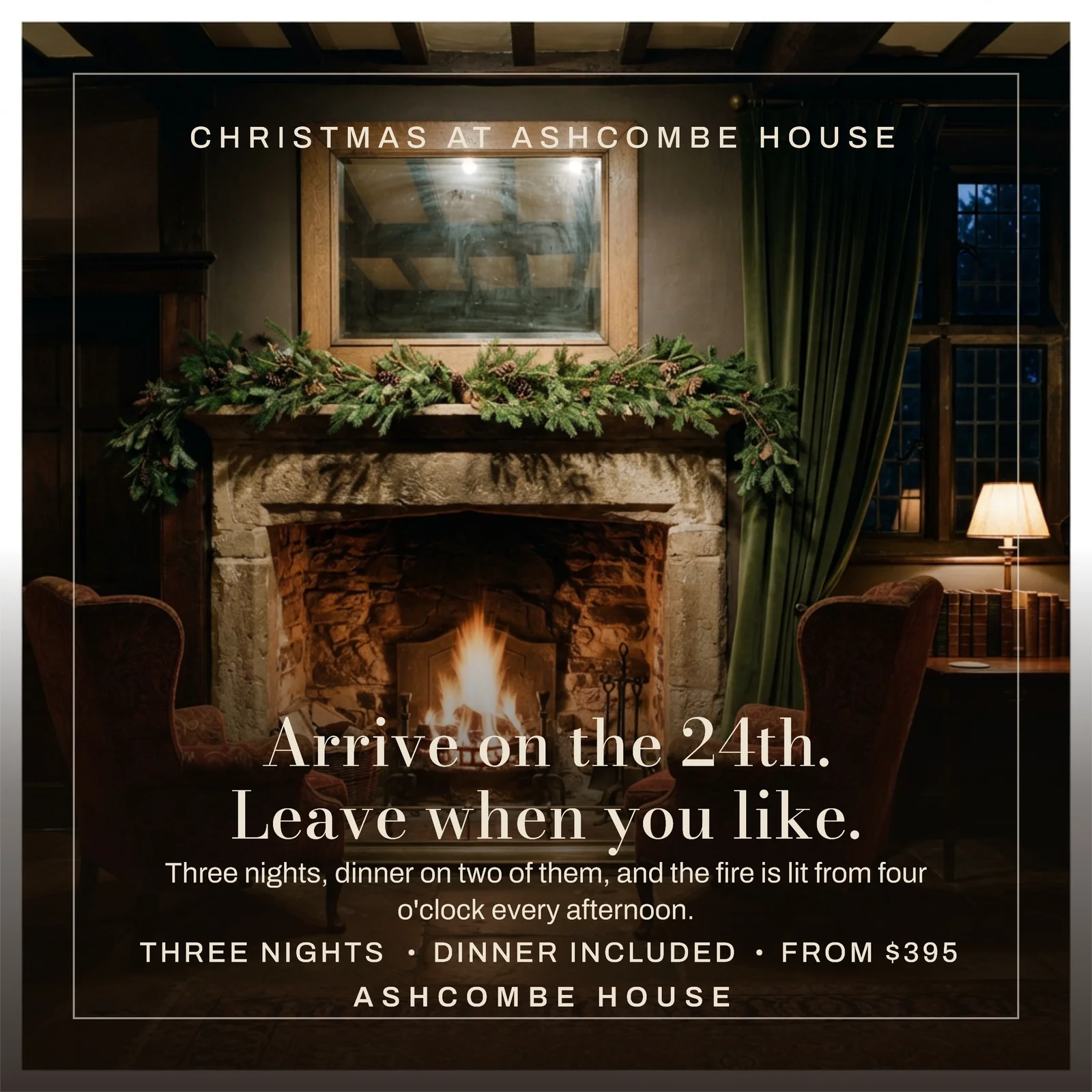 Amber Ruled Frame Country Hotel Christmas Stay Instagram Ad — 1:1 Instagram ad template