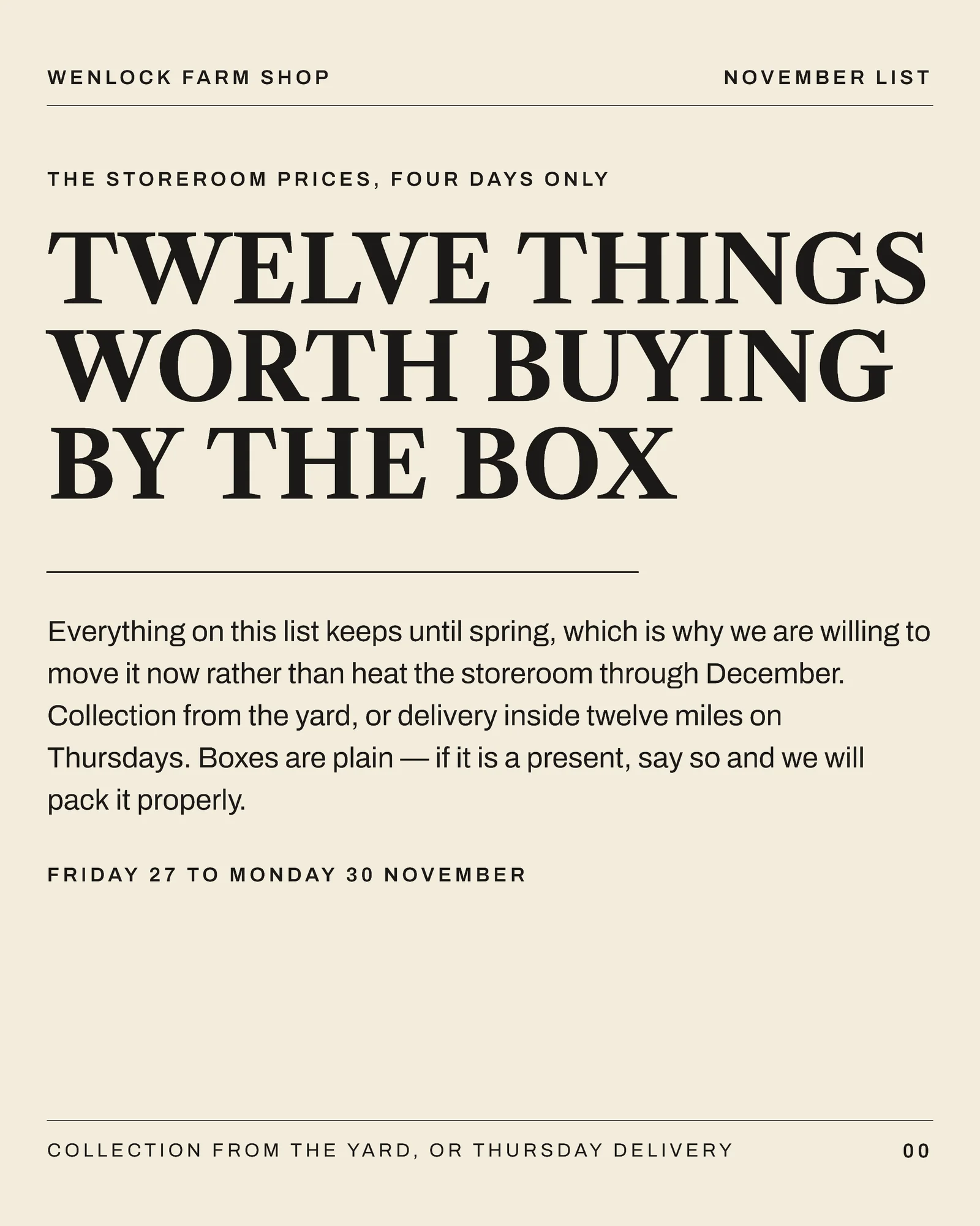 Cream Forest Catalogue Grid Farm Shop Black Friday List Facebook Carousel — 5-panel Facebook carousel carousel template, page 1 of 5