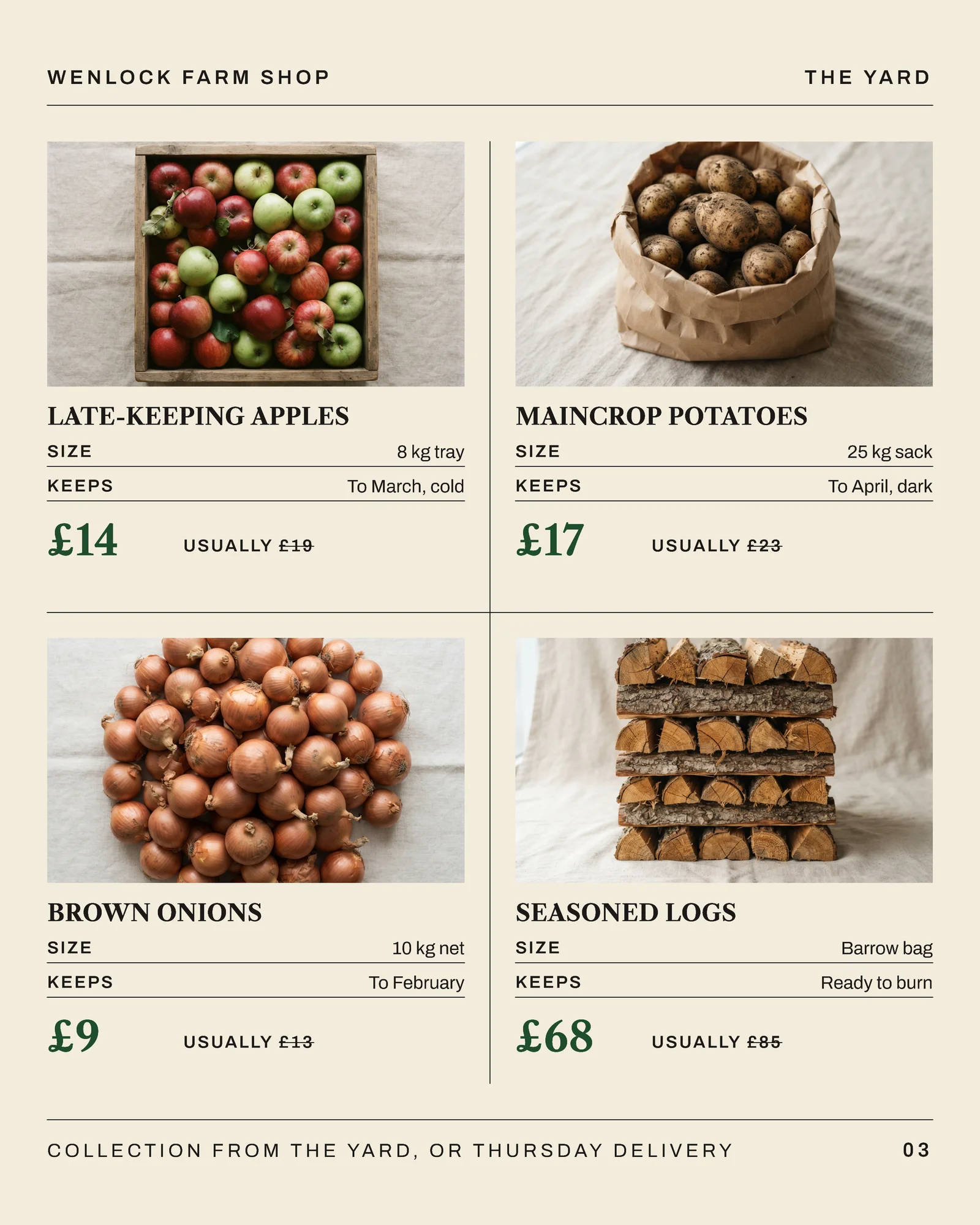 Cream Forest Catalogue Grid Farm Shop Black Friday List Facebook Carousel — 5-panel Facebook carousel carousel template, page 4 of 5