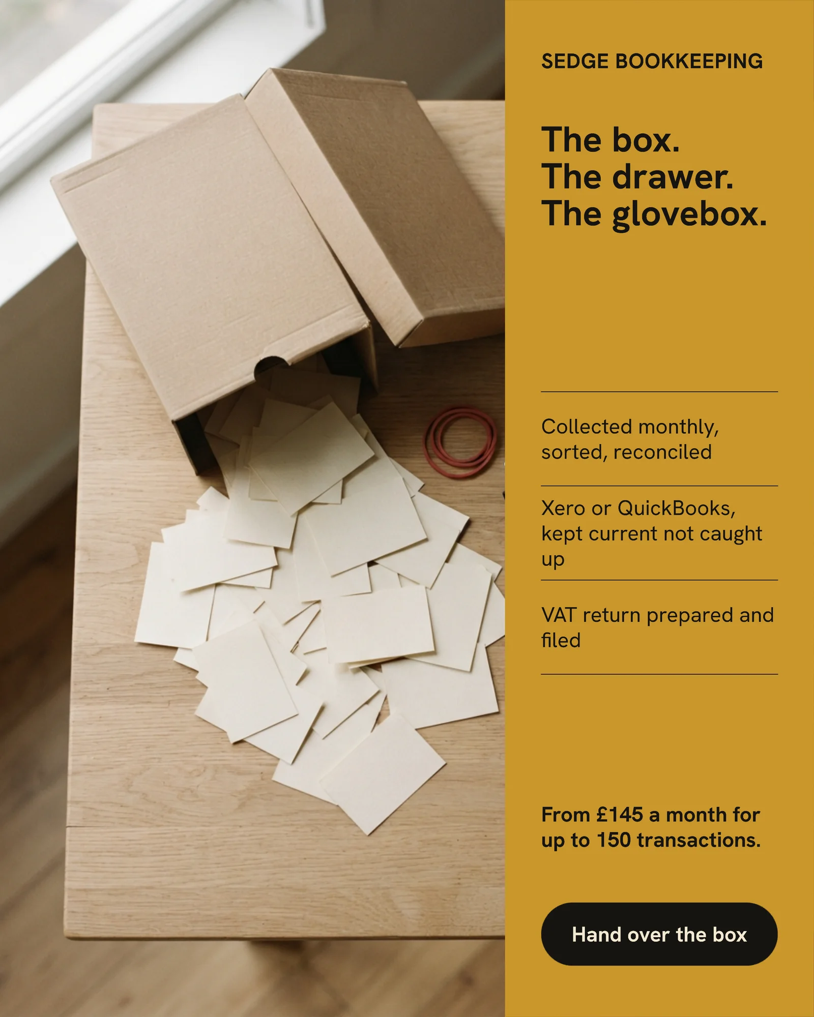 Shoebox Flatlay Bookkeeping Service Instagram Ad — 4:5 Instagram ad template