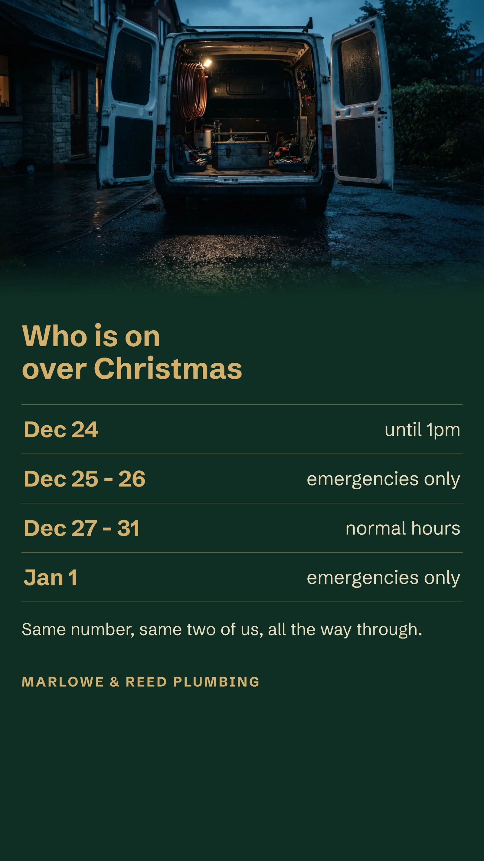 Christmas Cover Rota Plumbing Facebook Story — 9:16 Facebook story template