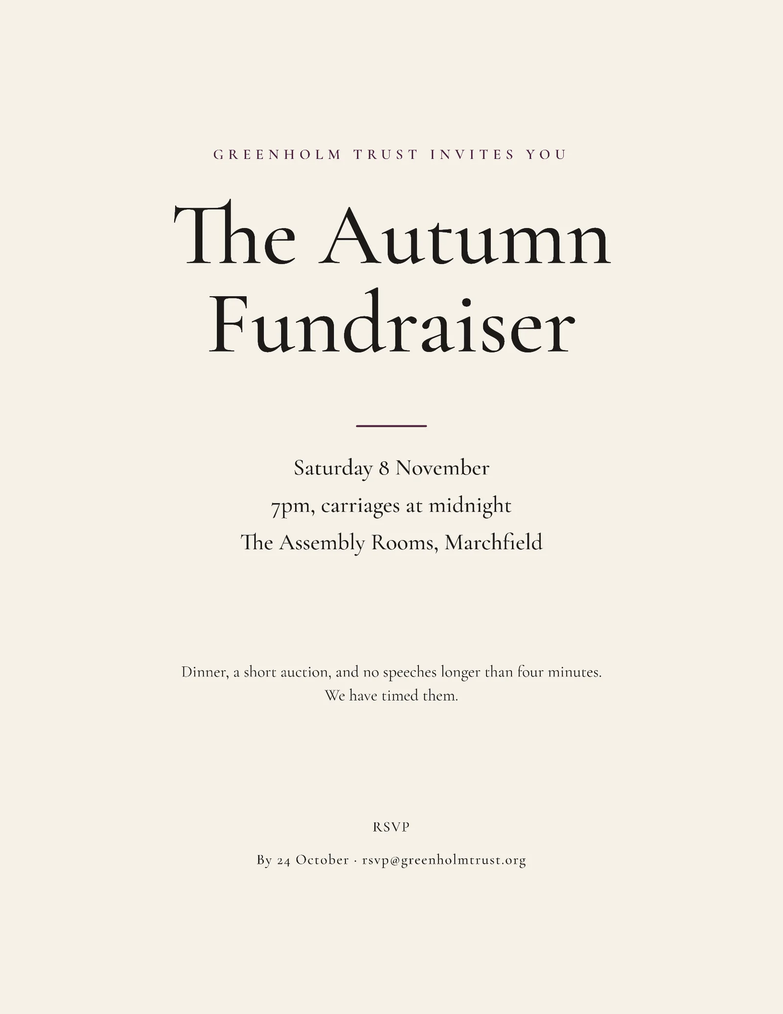 Autumn Fundraiser Invitation — 2-page Invitation template, page 1 of 2