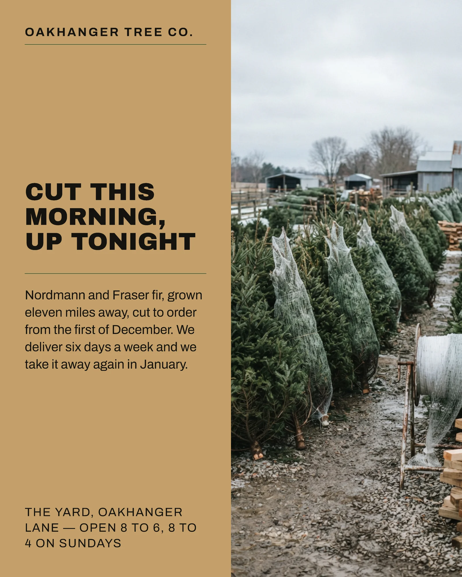 Kraft Spruce Yard Board Tree Farm Christmas Delivery Facebook Carousel — 4-panel Facebook carousel carousel template, page 1 of 4