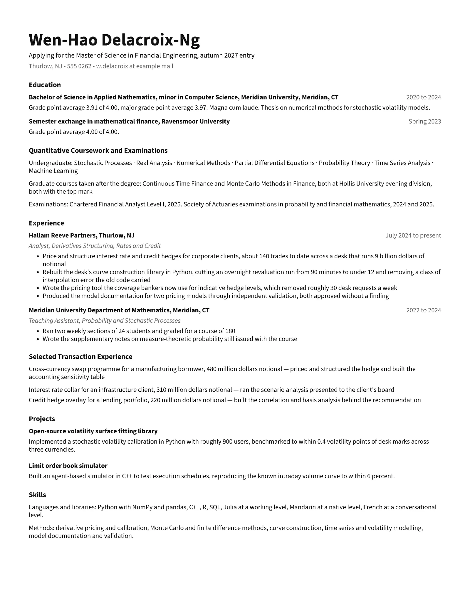 Master's Degree Application Resume — Letter Resume template