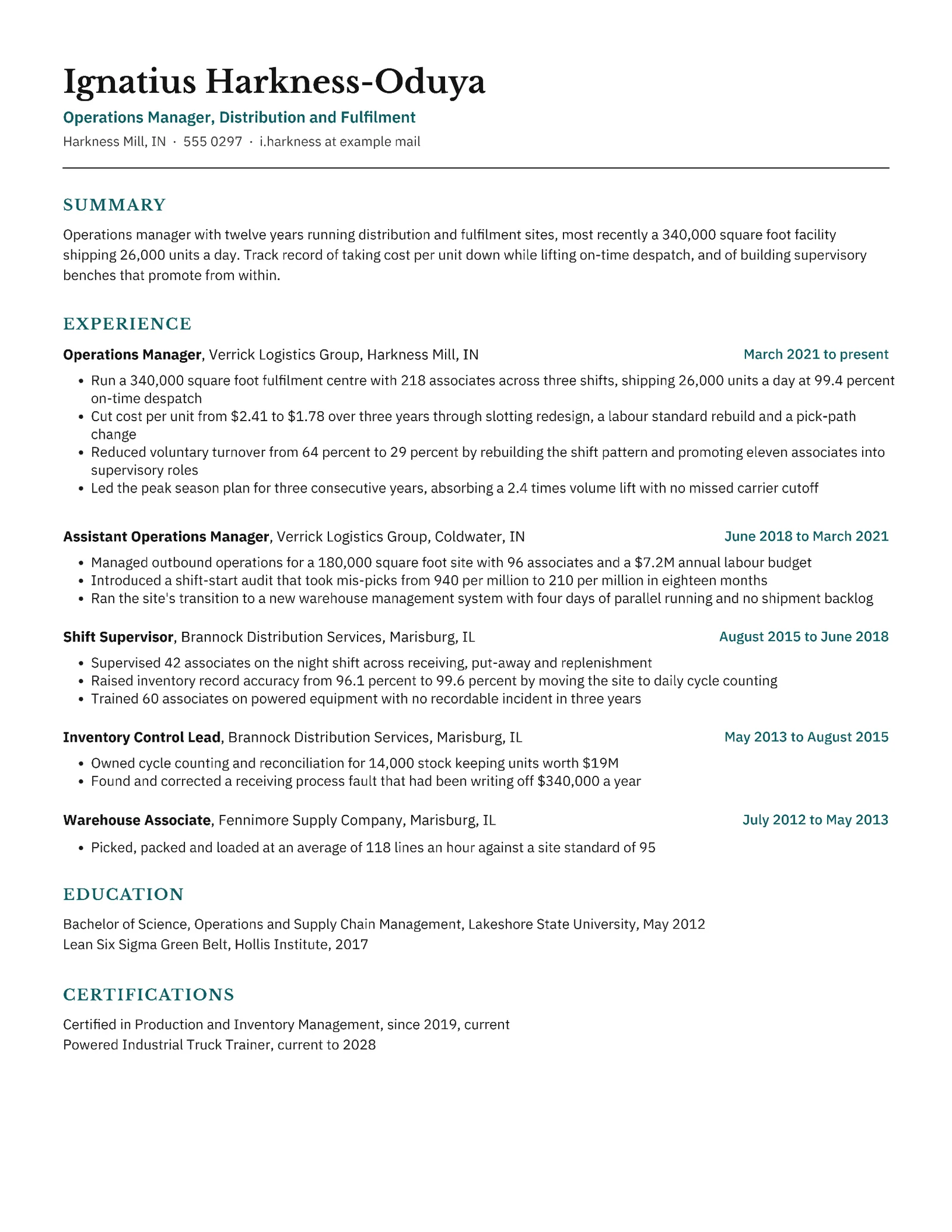Chronological Resume — Letter Resume template