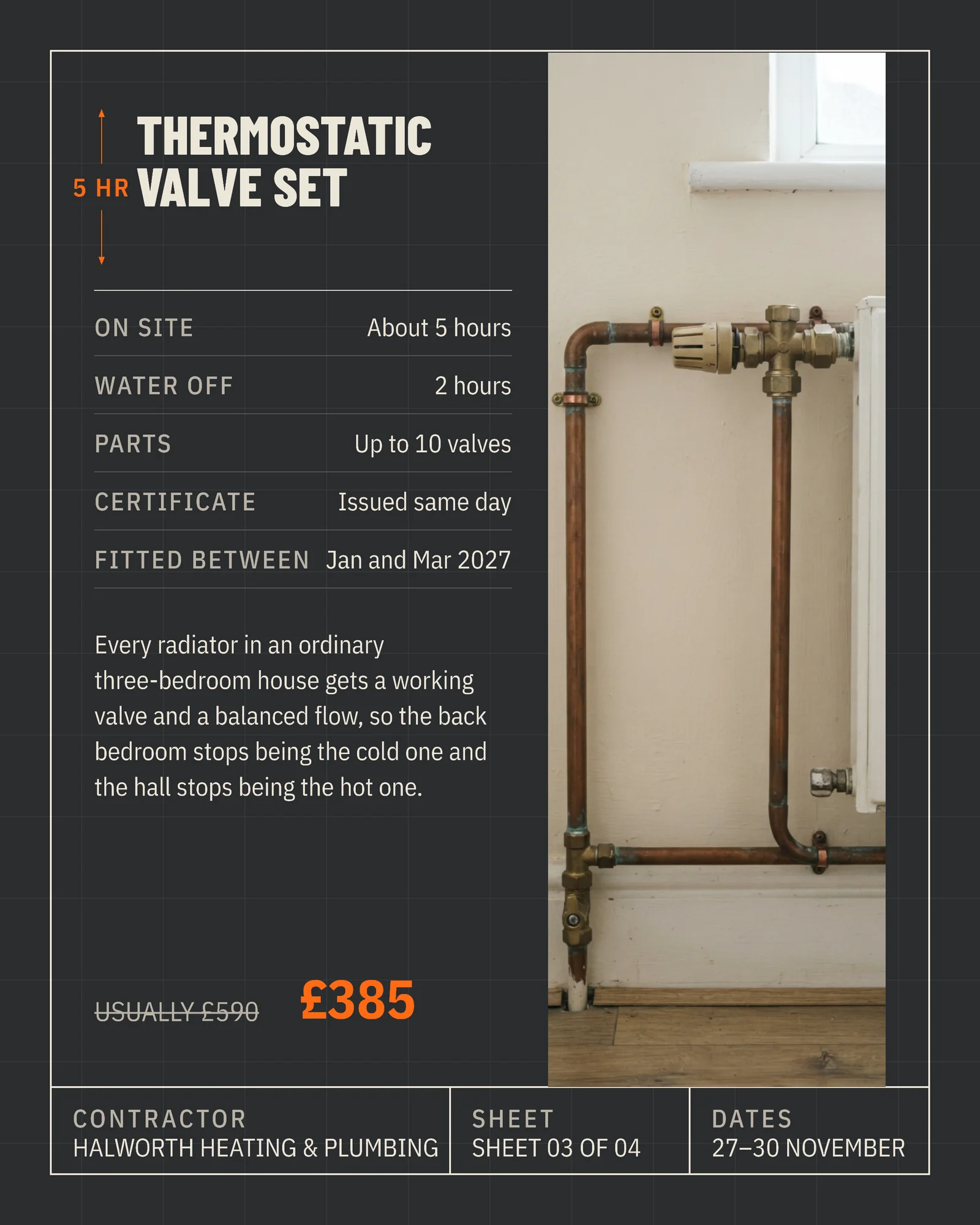 Graphite Orange Spec Sheet Heating Black Friday Slot Facebook Carousel — 4-panel Facebook carousel carousel template, page 3 of 4