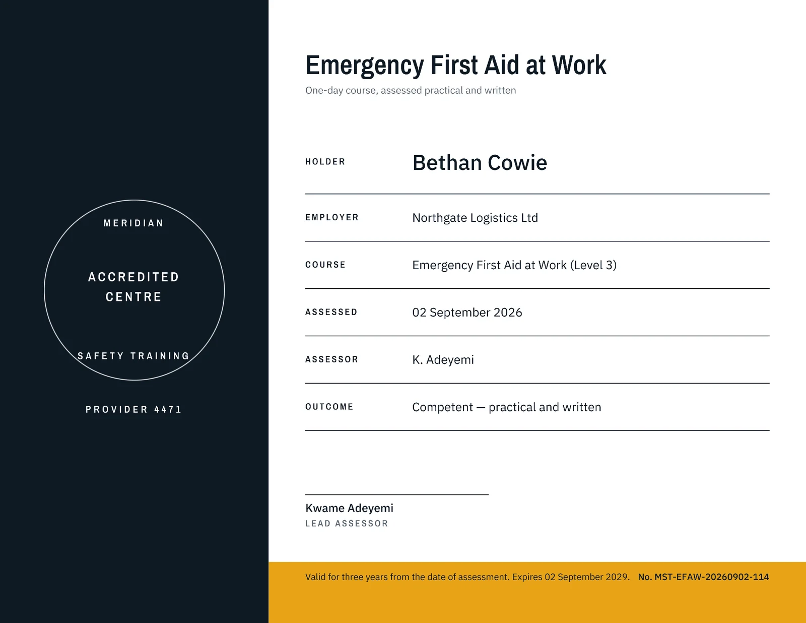 Ink Records Grid Safety Training Certificate — Letter landscape Certificate template