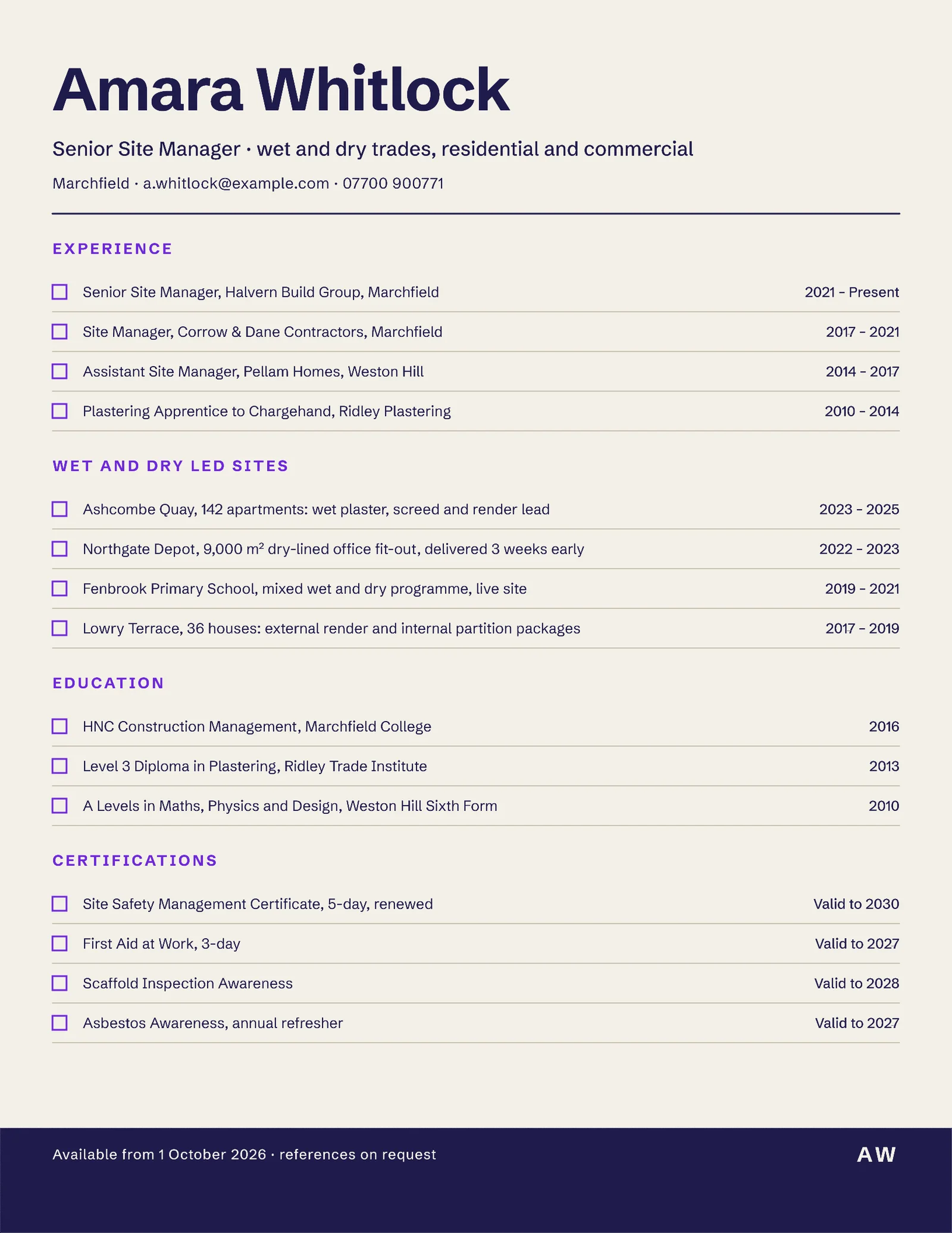 General Manager Resume — Letter Resume template