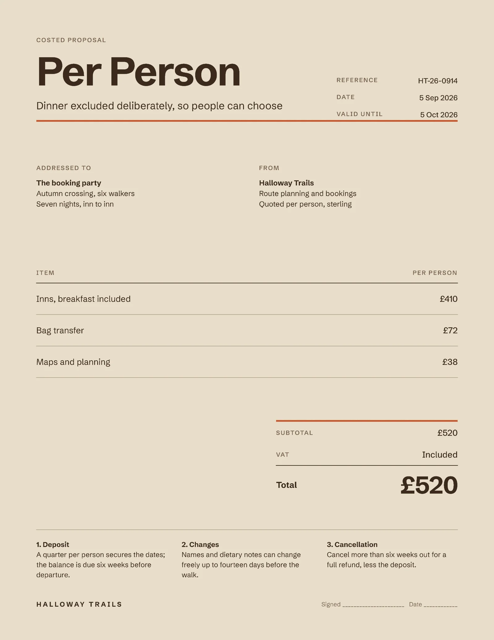 Costed Proposal — 2-page Proposal template, page 1 of 2